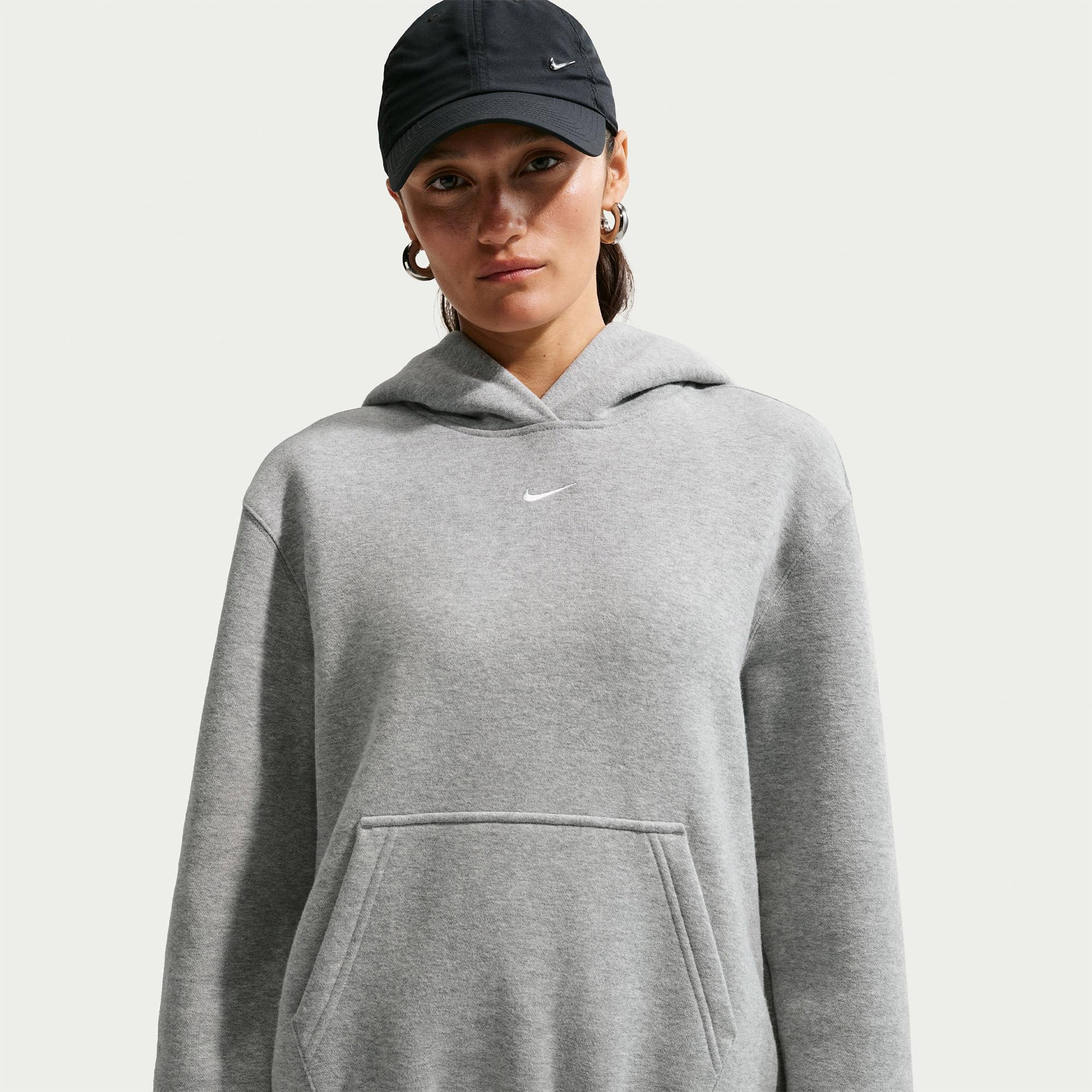 Nike Studio Fleece Kadın Gri Hoodie
