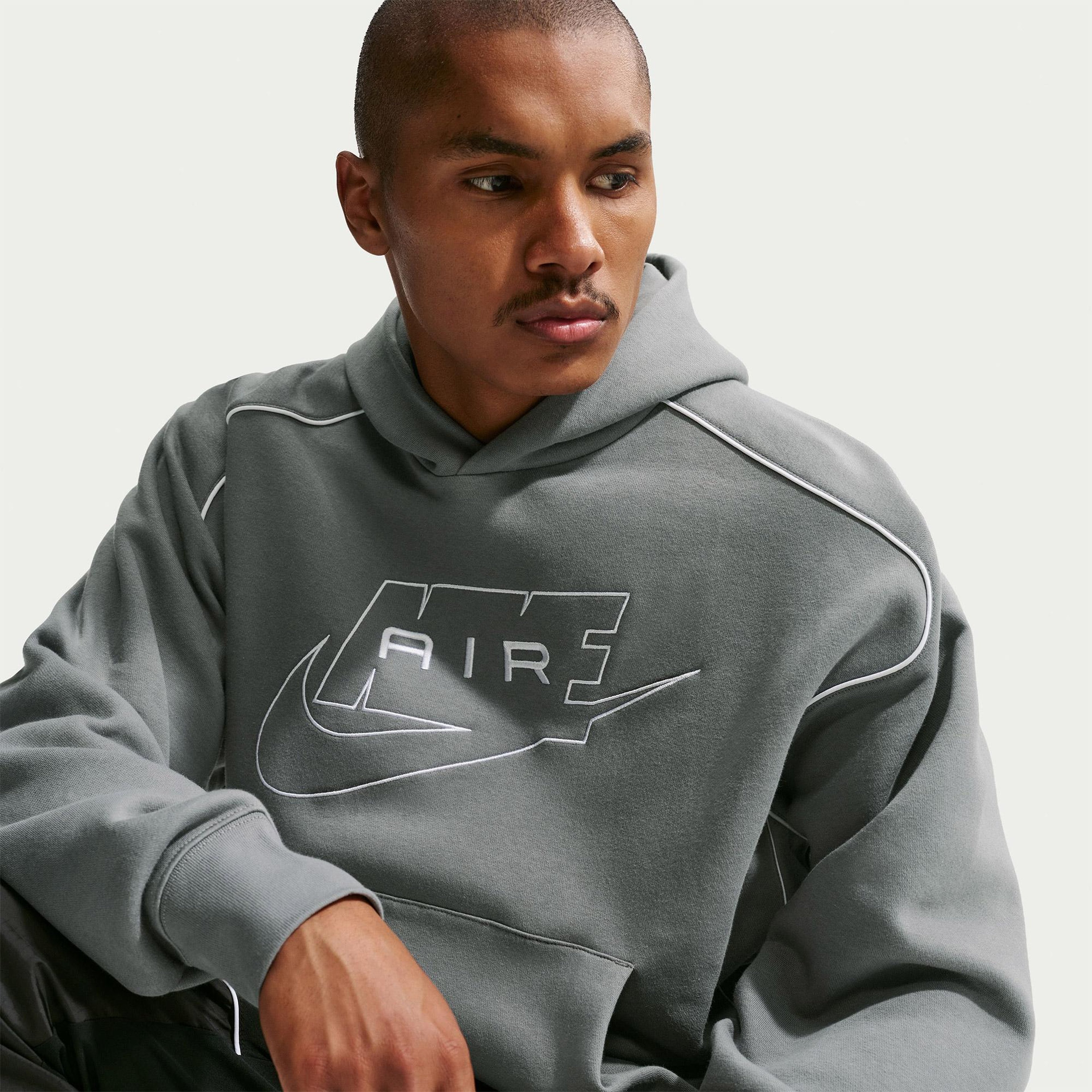 Nike Air Pullover Fleece Erkek Gri Hoodie