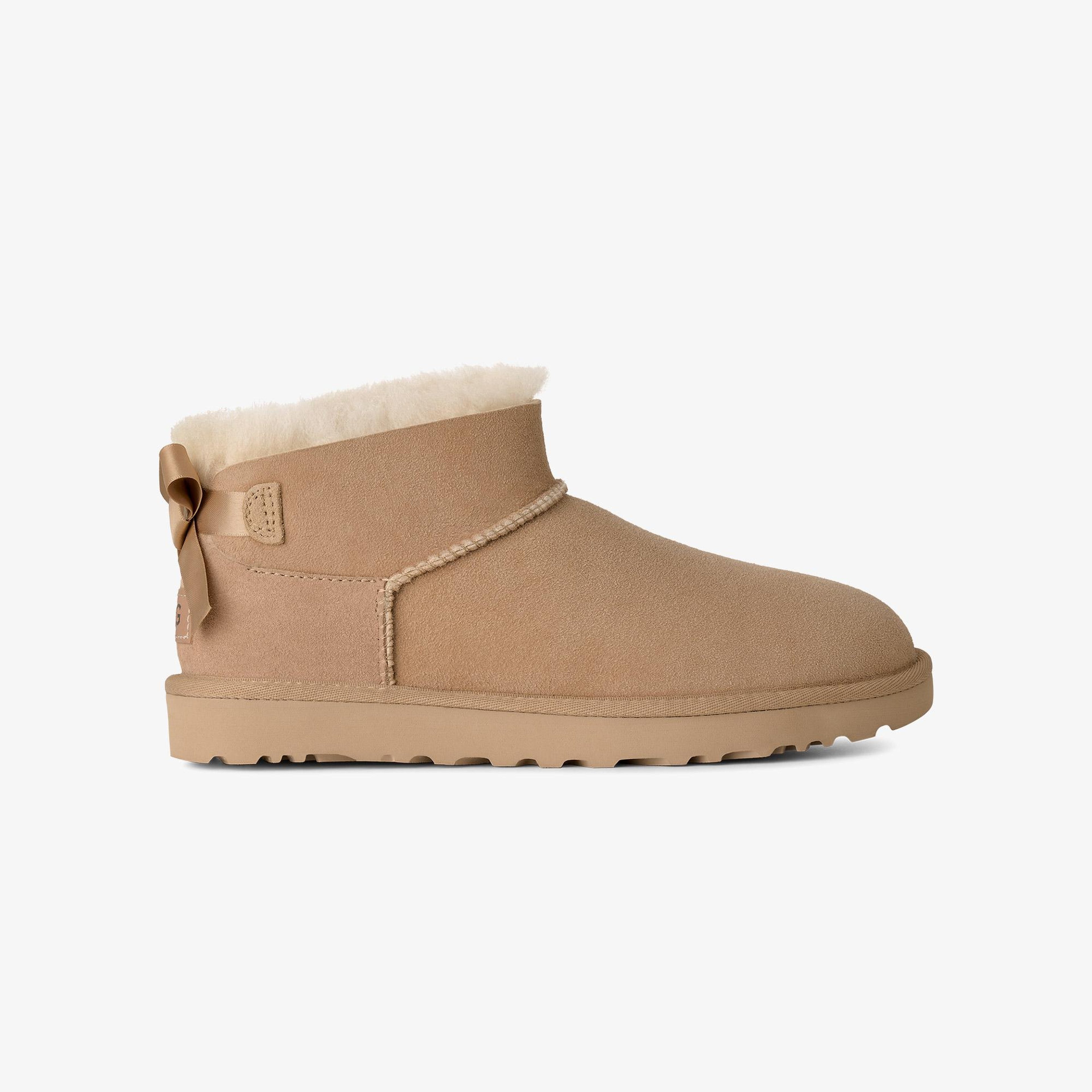 UGG Ultra Mini Bailey Bow Kadın Krem Rengi Bot