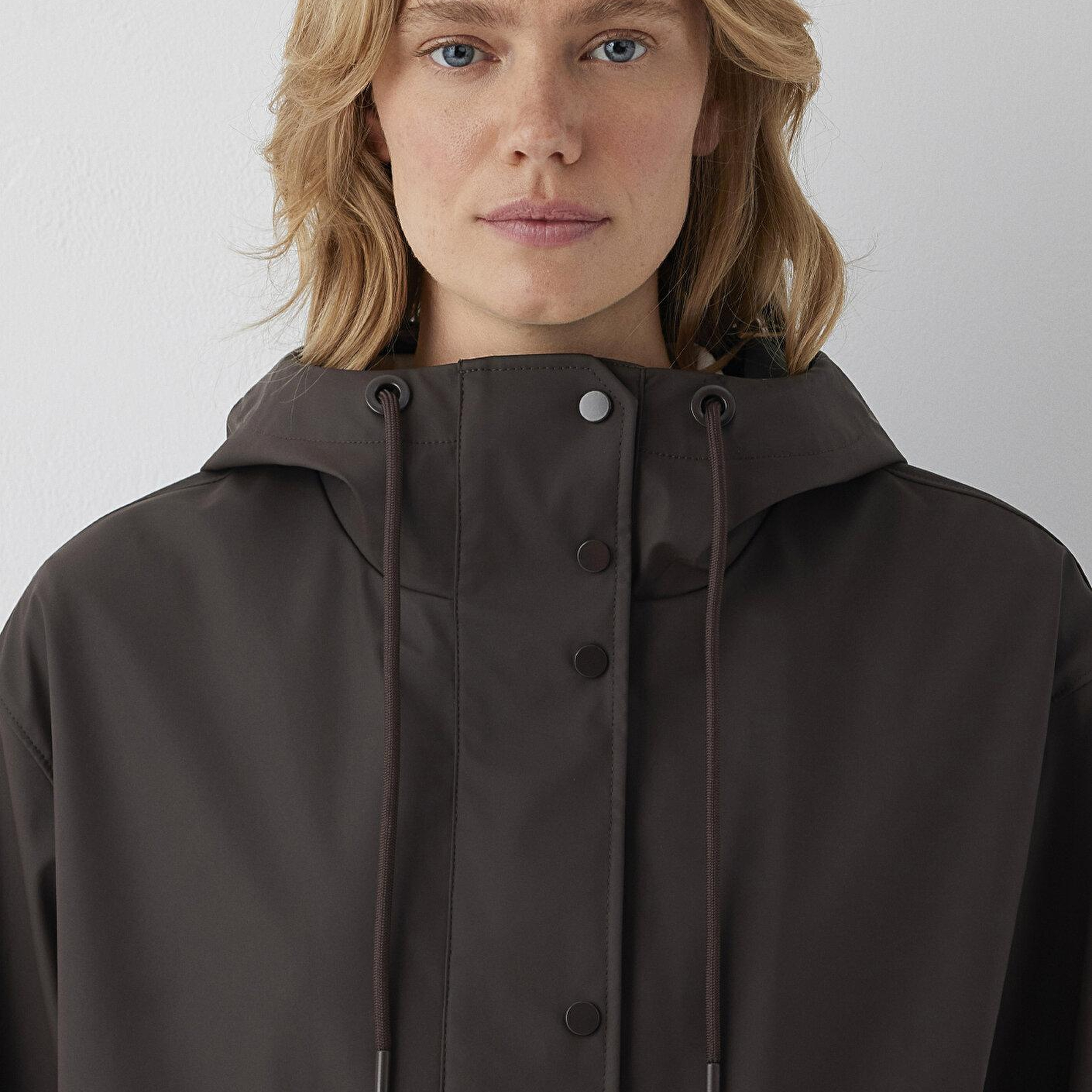 Mavi Kapüşonlu Kahverengi Ceket Oversize / Geniş Kesim 1110868-70219