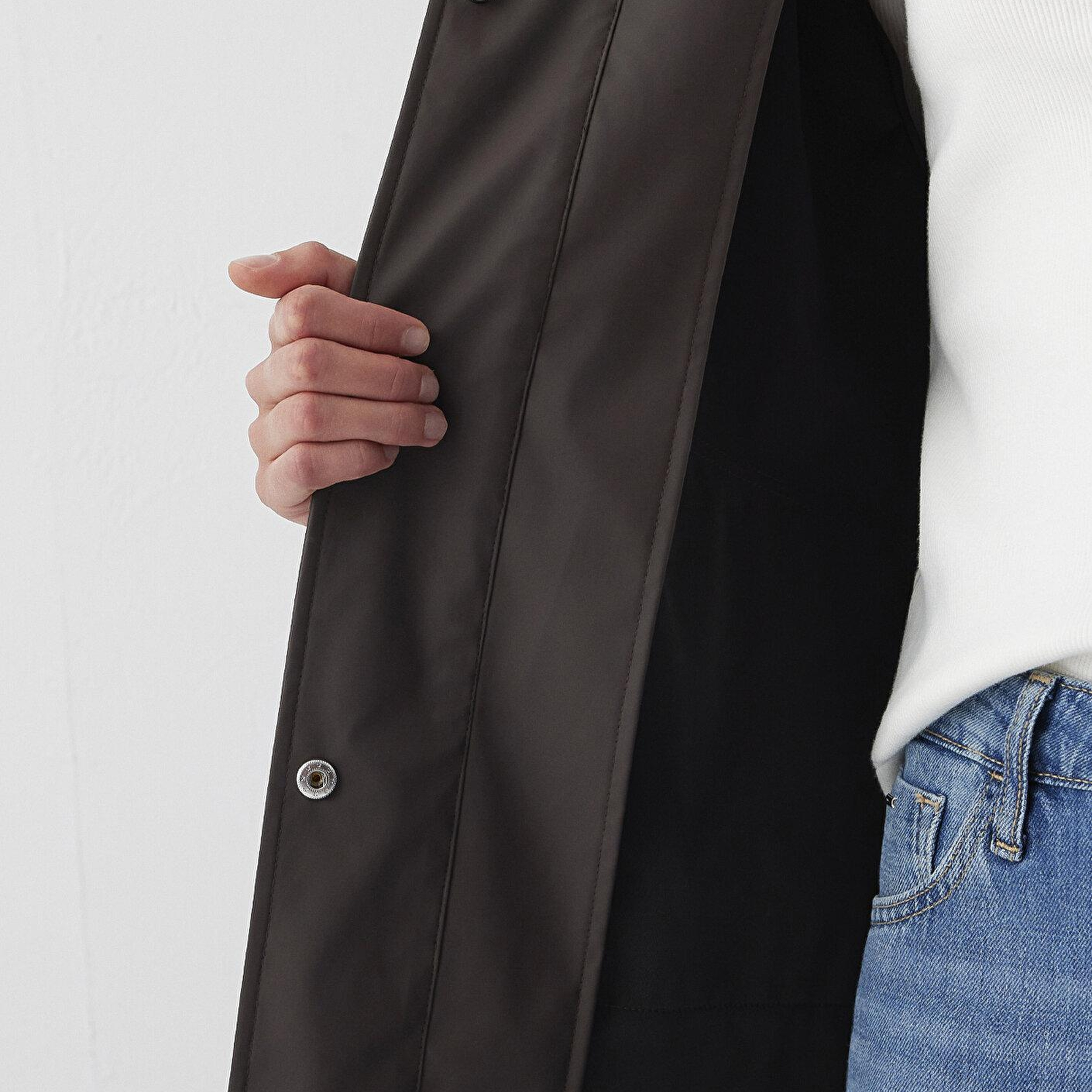 Mavi Kapüşonlu Kahverengi Ceket Oversize / Geniş Kesim 1110868-70219