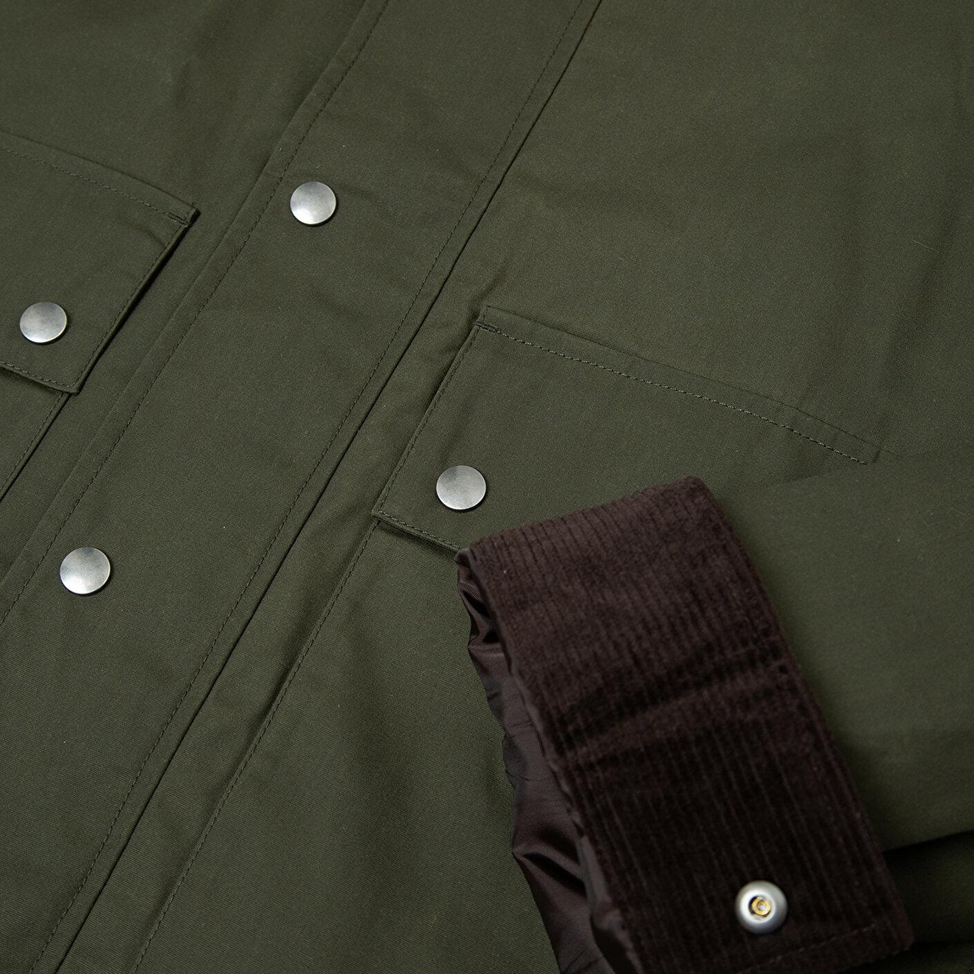 Mavi Kadife Yaka Haki Ceket Loose Fit / Bol Rahat Kesim 0110913-71545