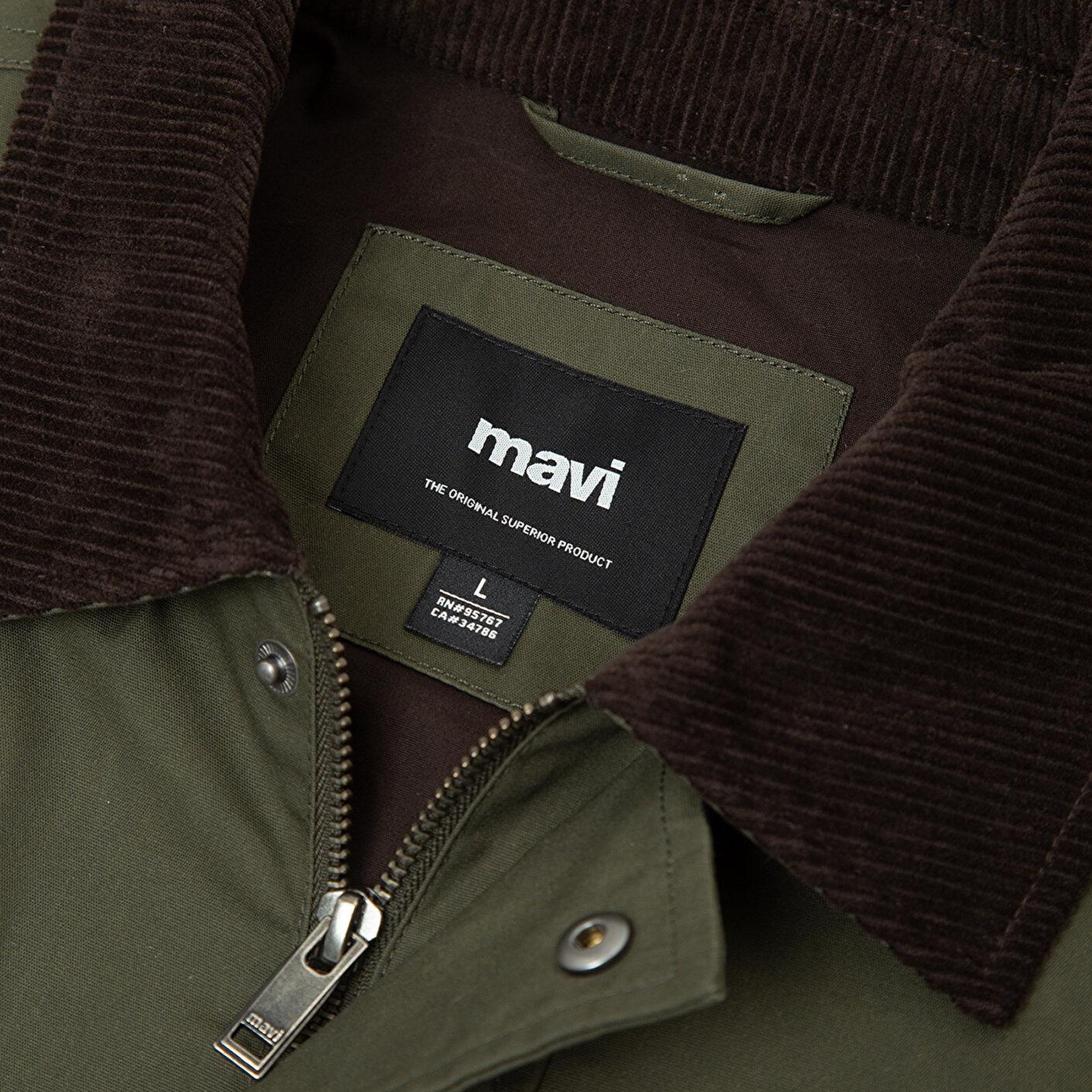 Mavi Kadife Yaka Haki Ceket Loose Fit / Bol Rahat Kesim 0110913-71545