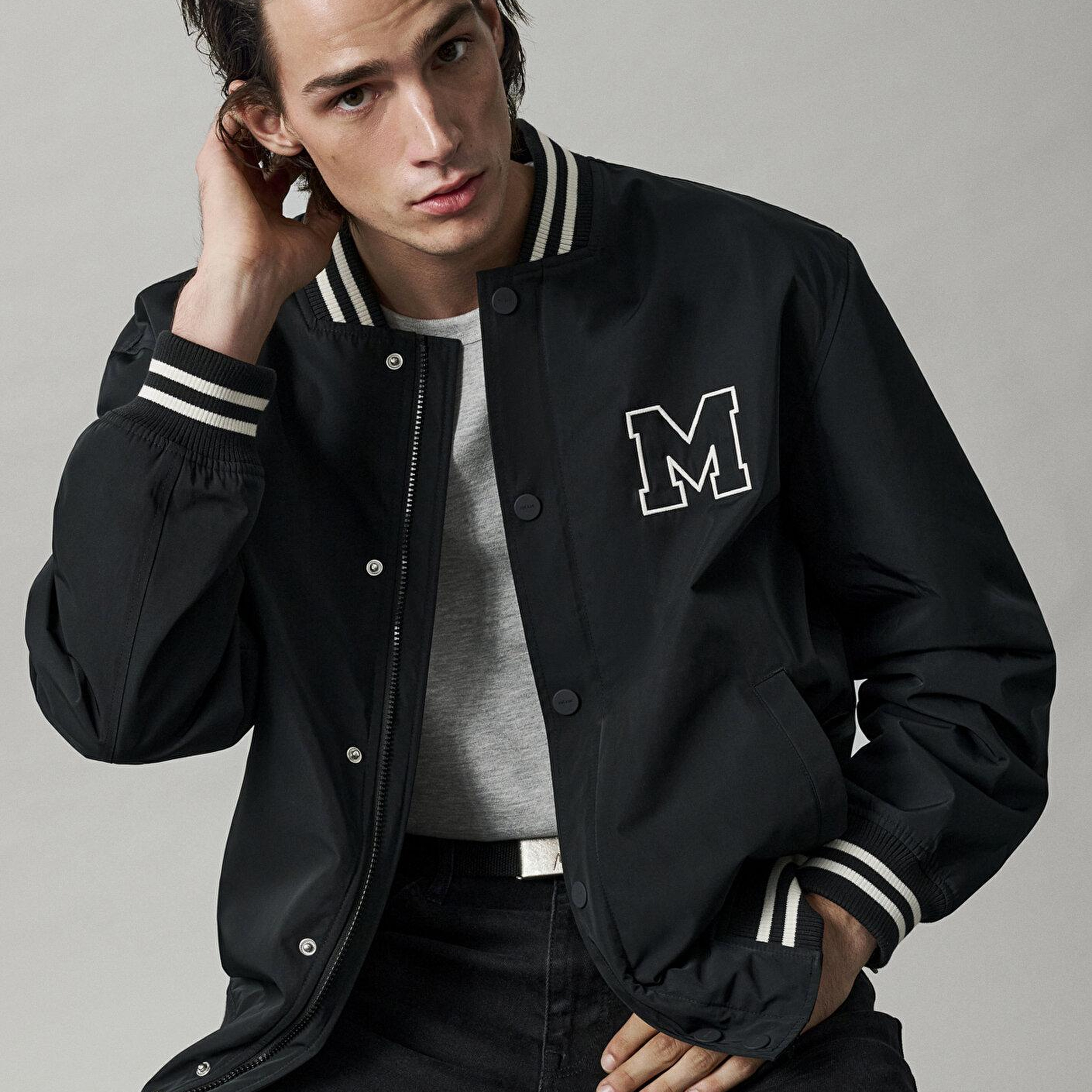 Mavi Mavi Jeans Baskılı Siyah Kolej Ceket 0110830-71379