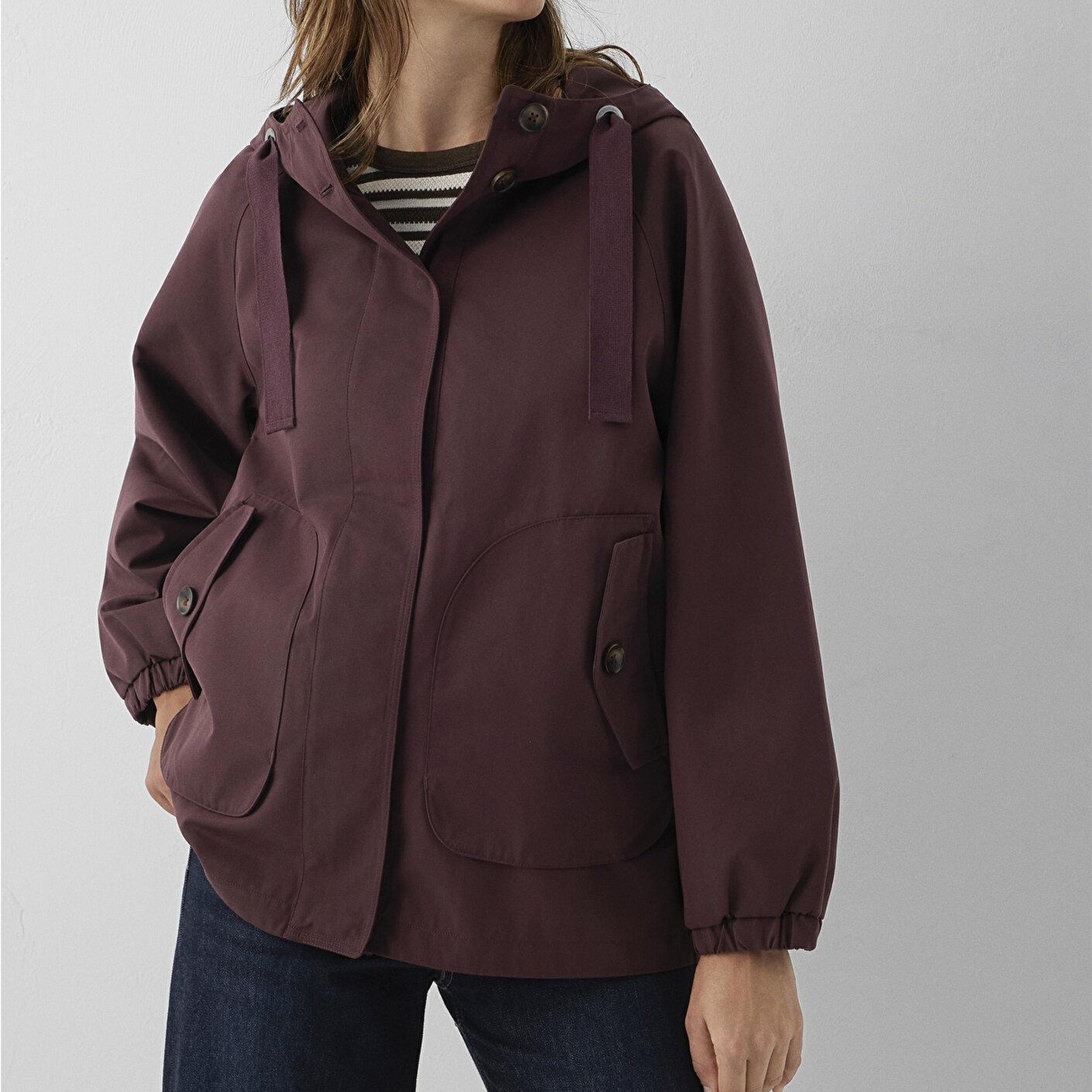 Mavi Kapüşonlu Bordo Ceket Loose Fit / Bol Rahat Kesim 1110014-70252