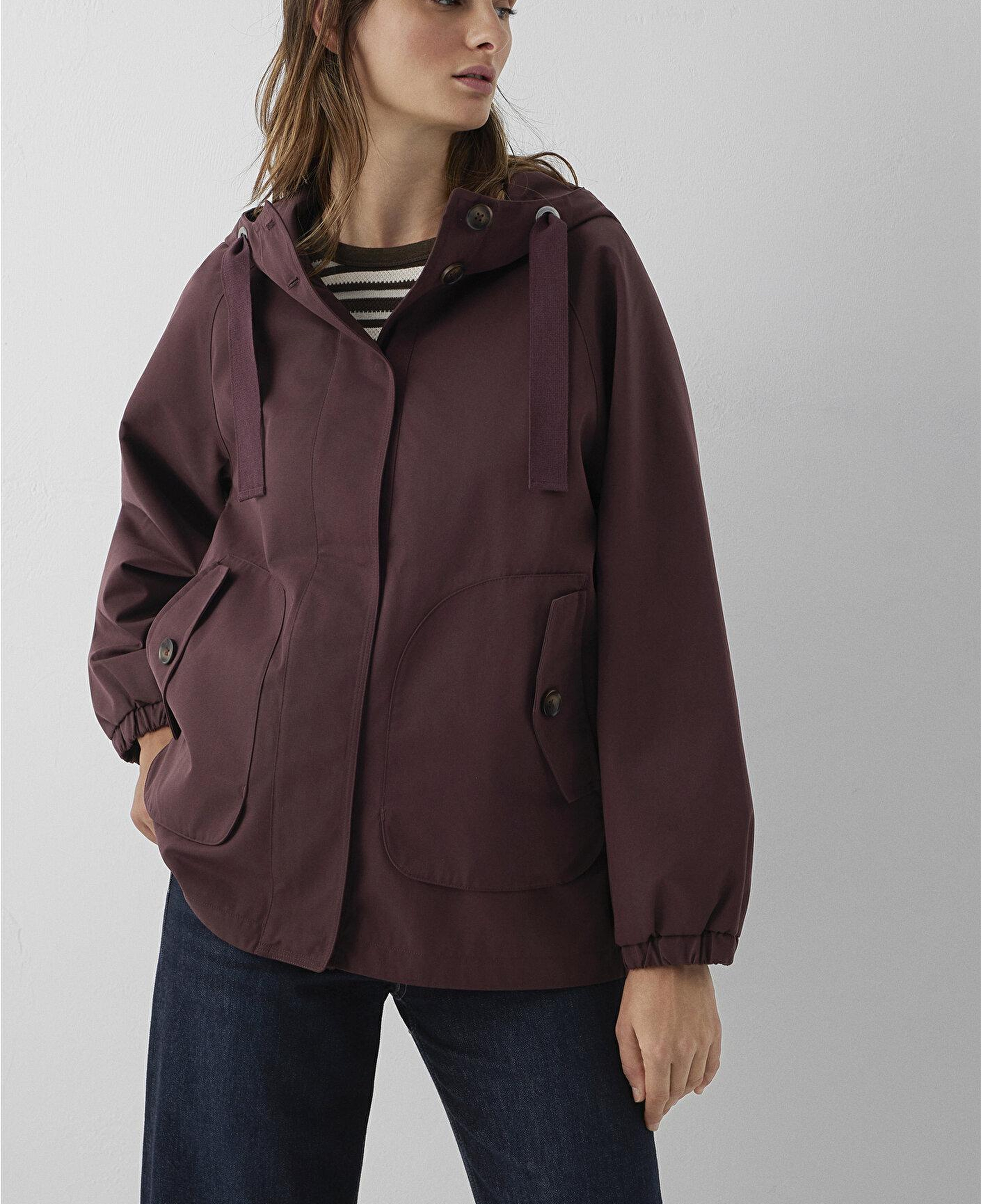 Mavi Kapüşonlu Bordo Ceket Loose Fit / Bol Rahat Kesim 1110014-70252