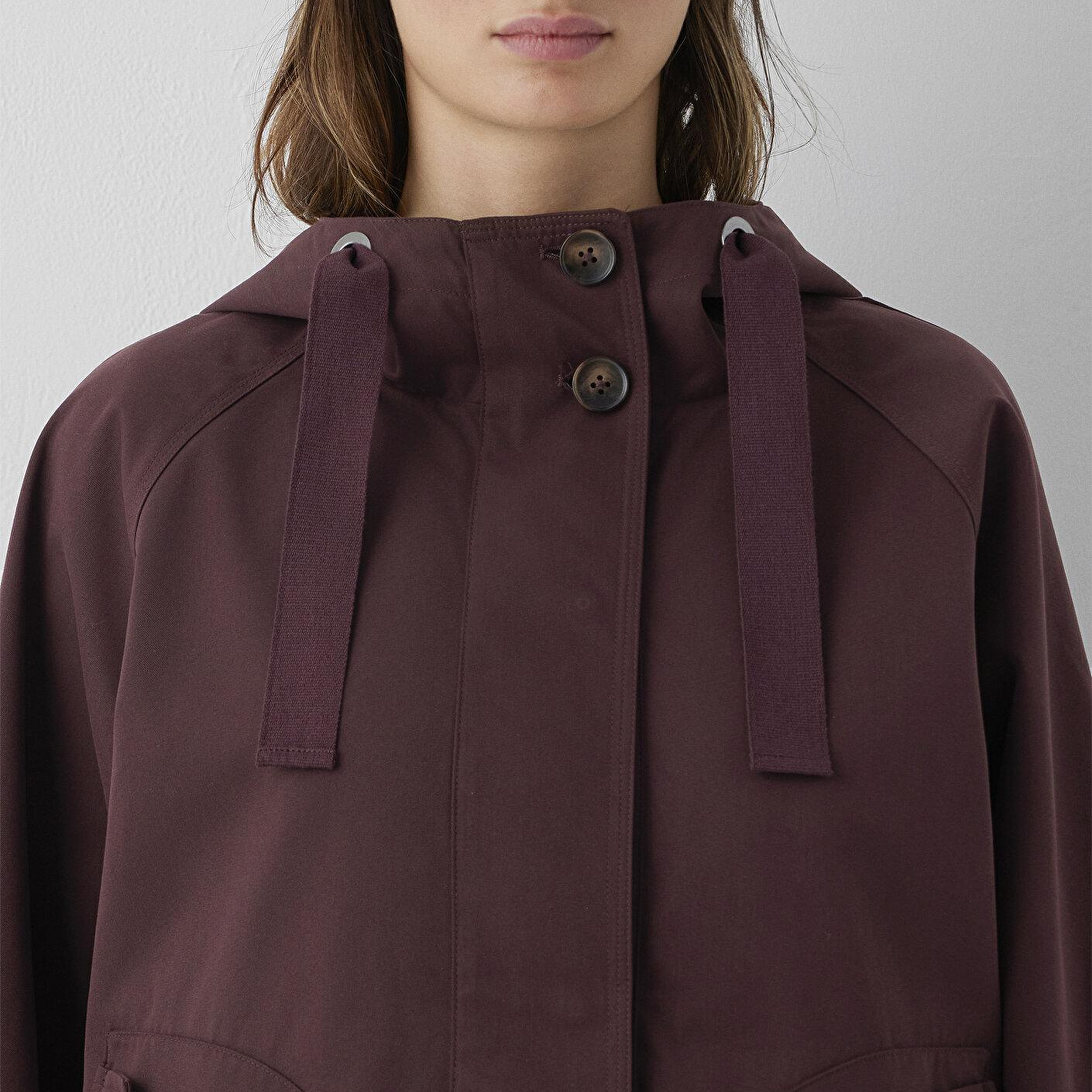 Mavi Kapüşonlu Bordo Ceket Loose Fit / Bol Rahat Kesim 1110014-70252