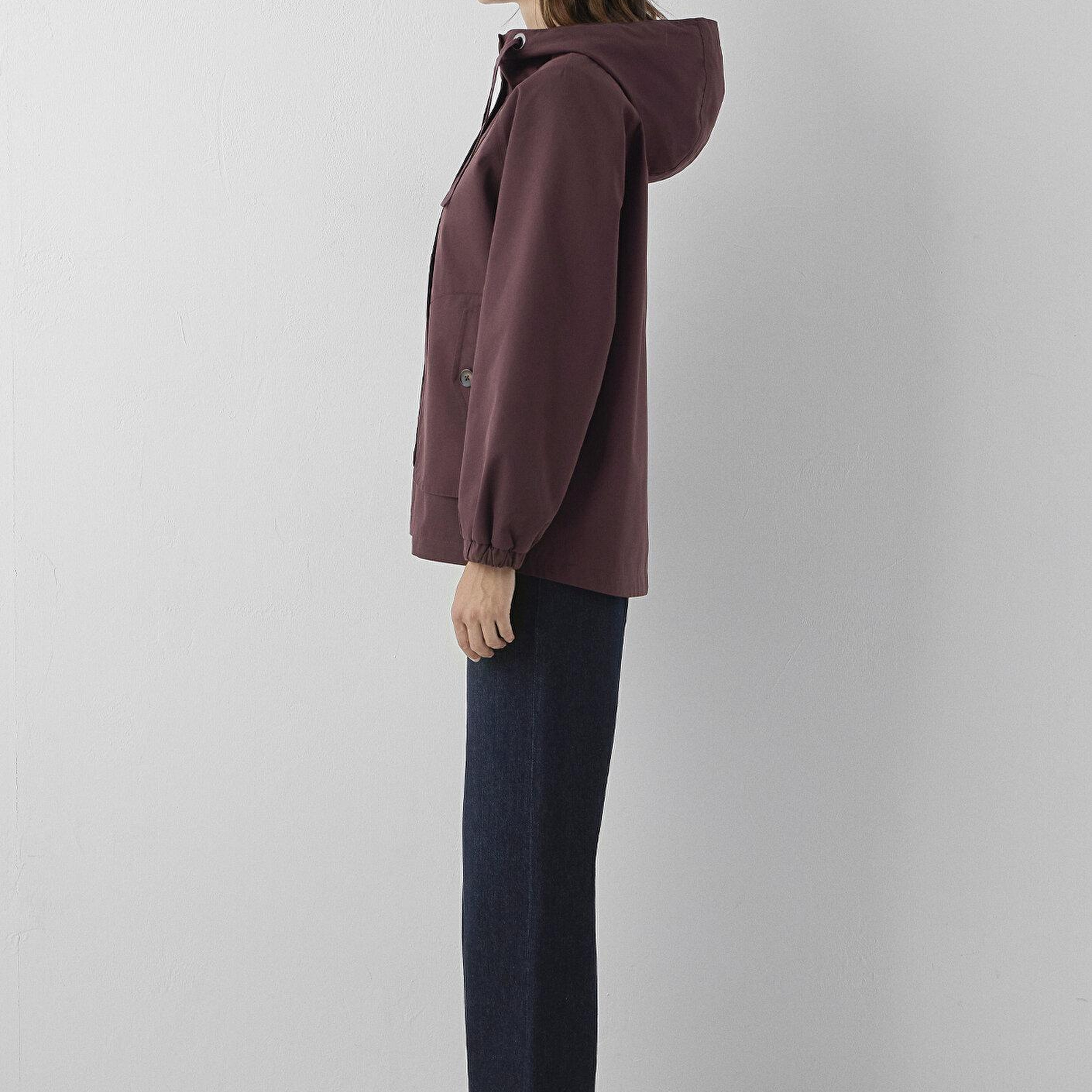 Mavi Kapüşonlu Bordo Ceket Loose Fit / Bol Rahat Kesim 1110014-70252