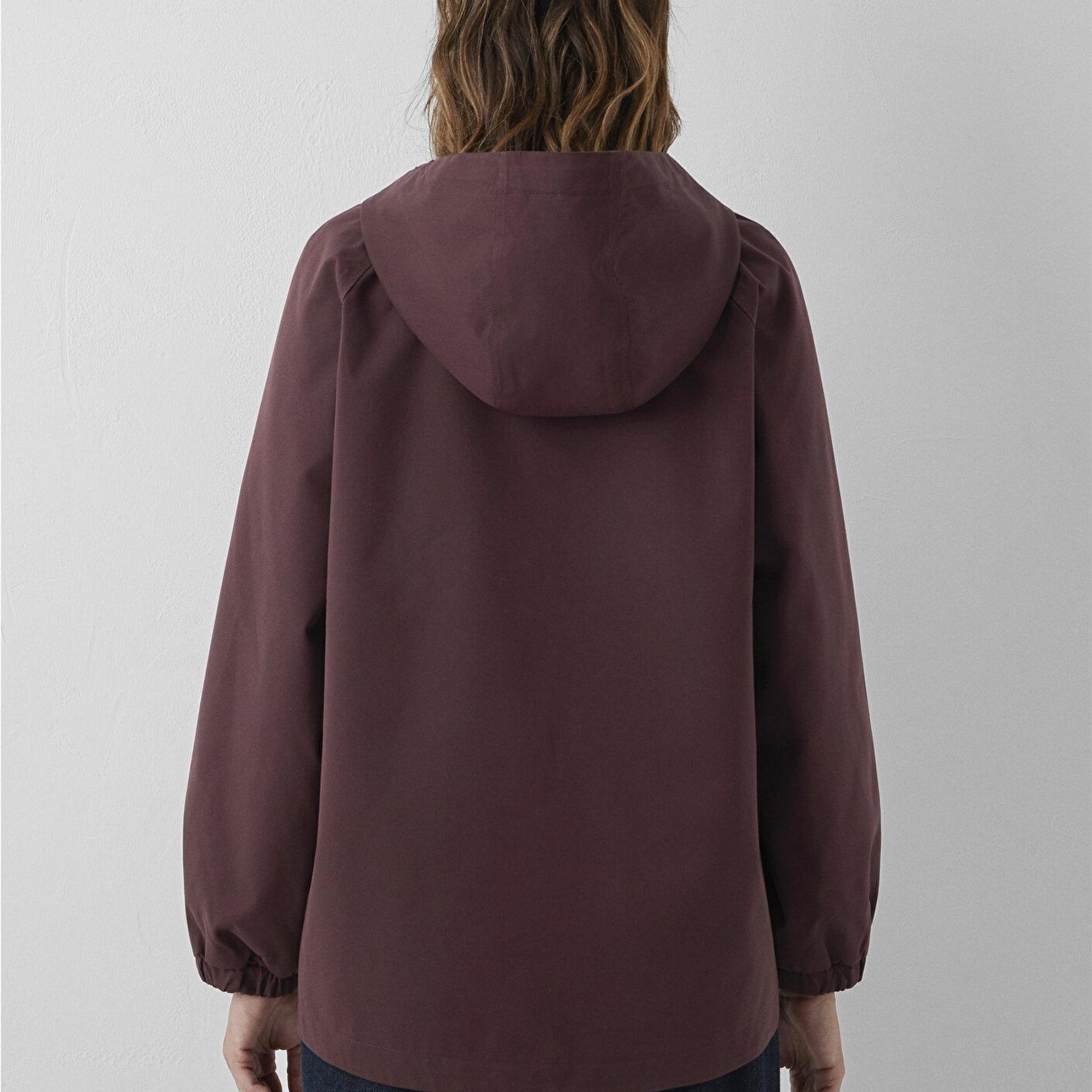 Mavi Kapüşonlu Bordo Ceket Loose Fit / Bol Rahat Kesim 1110014-70252
