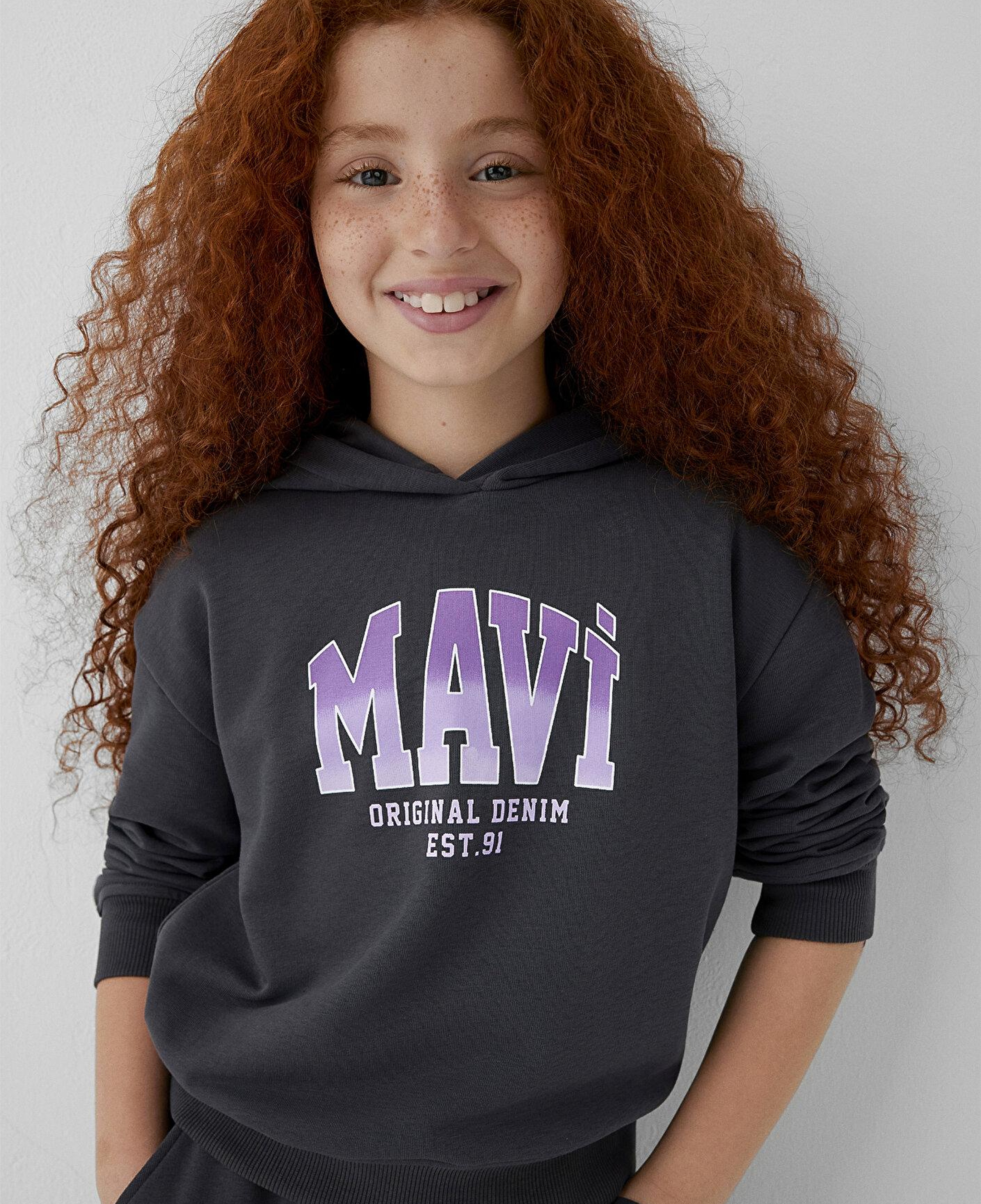 Mavi Kapüşonlu Antrasit Sweatshirt 7S10179-70087