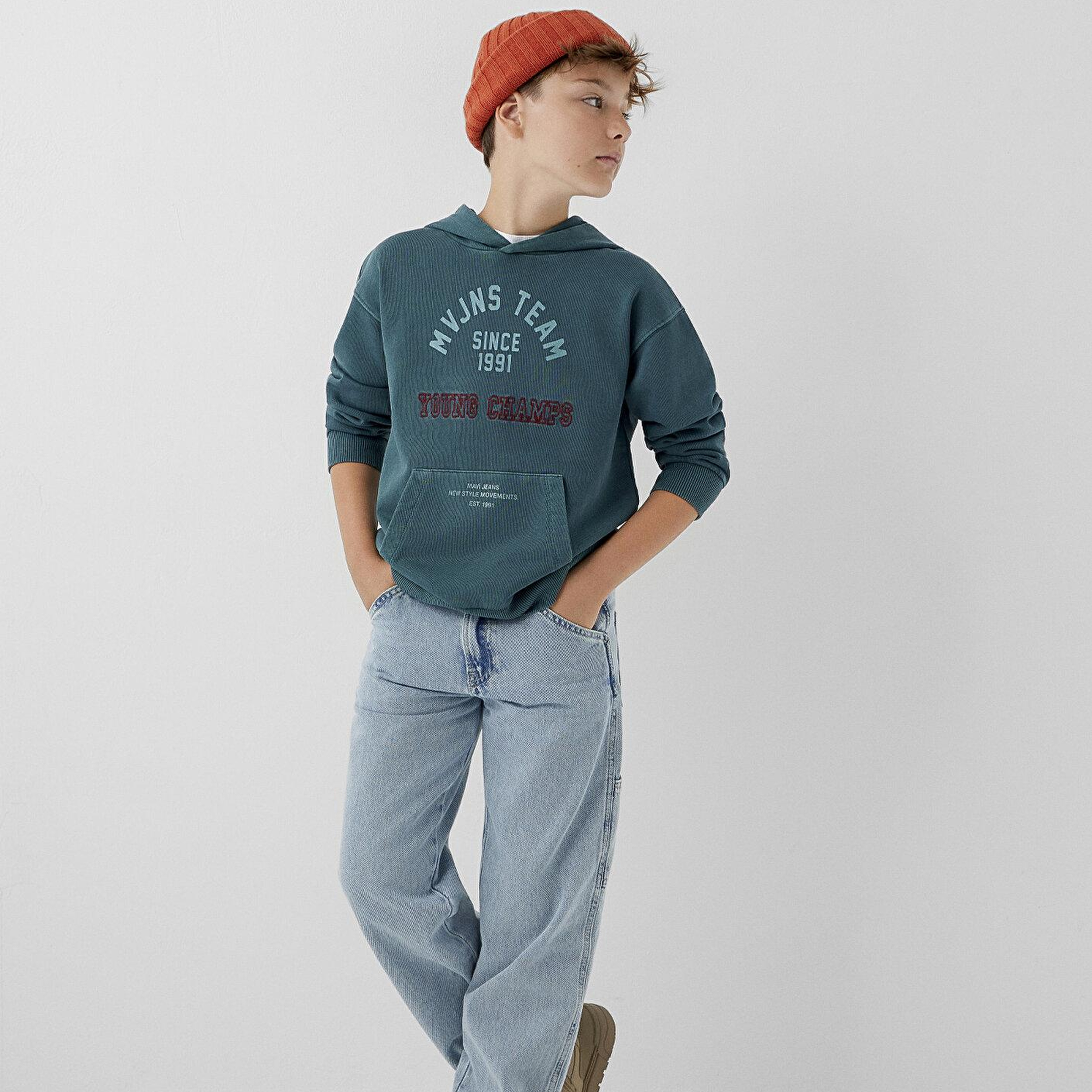 Mavi Kapüşonlu Yeşil Sweatshirt 6S10184-71932