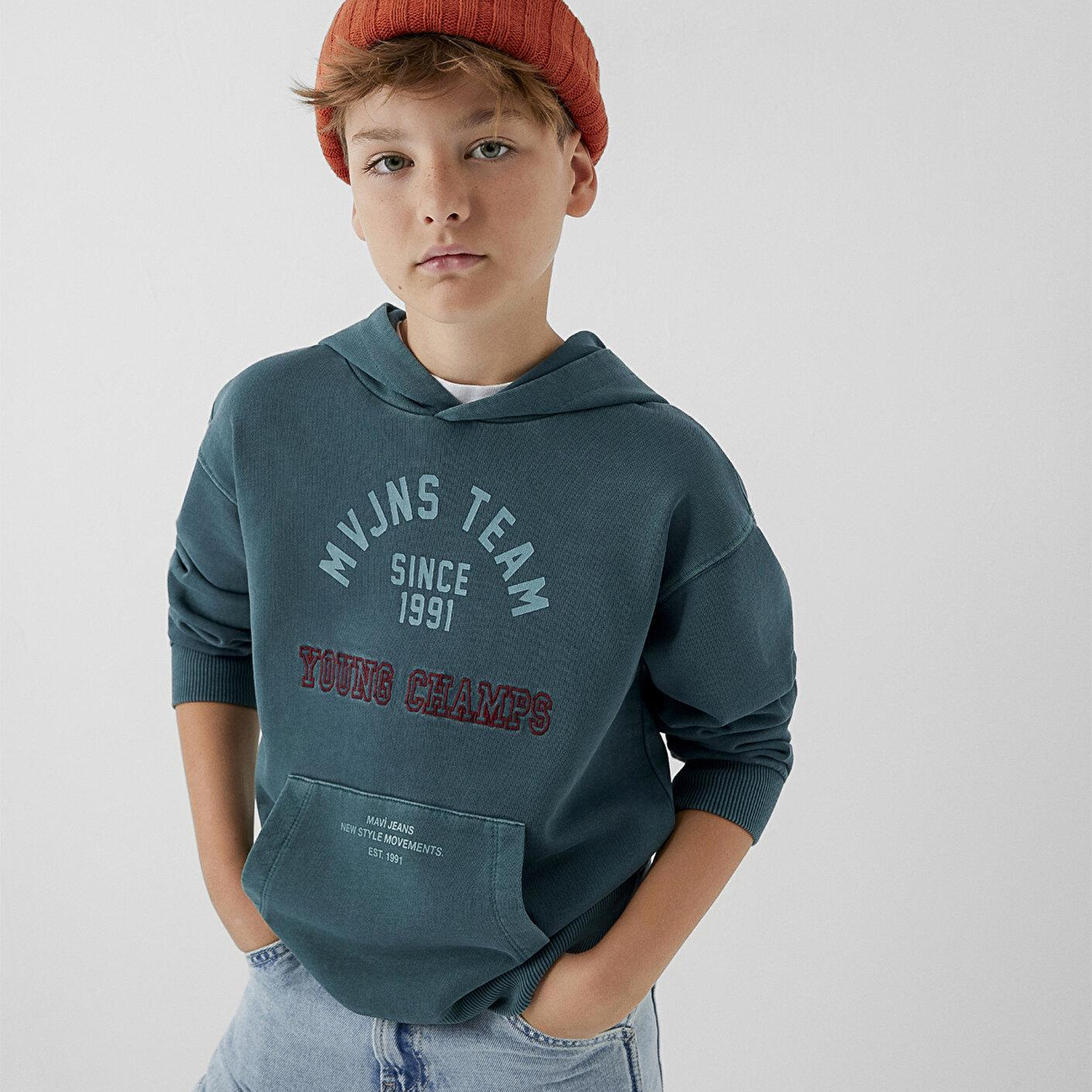 Mavi Kapüşonlu Yeşil Sweatshirt 6S10184-71932
