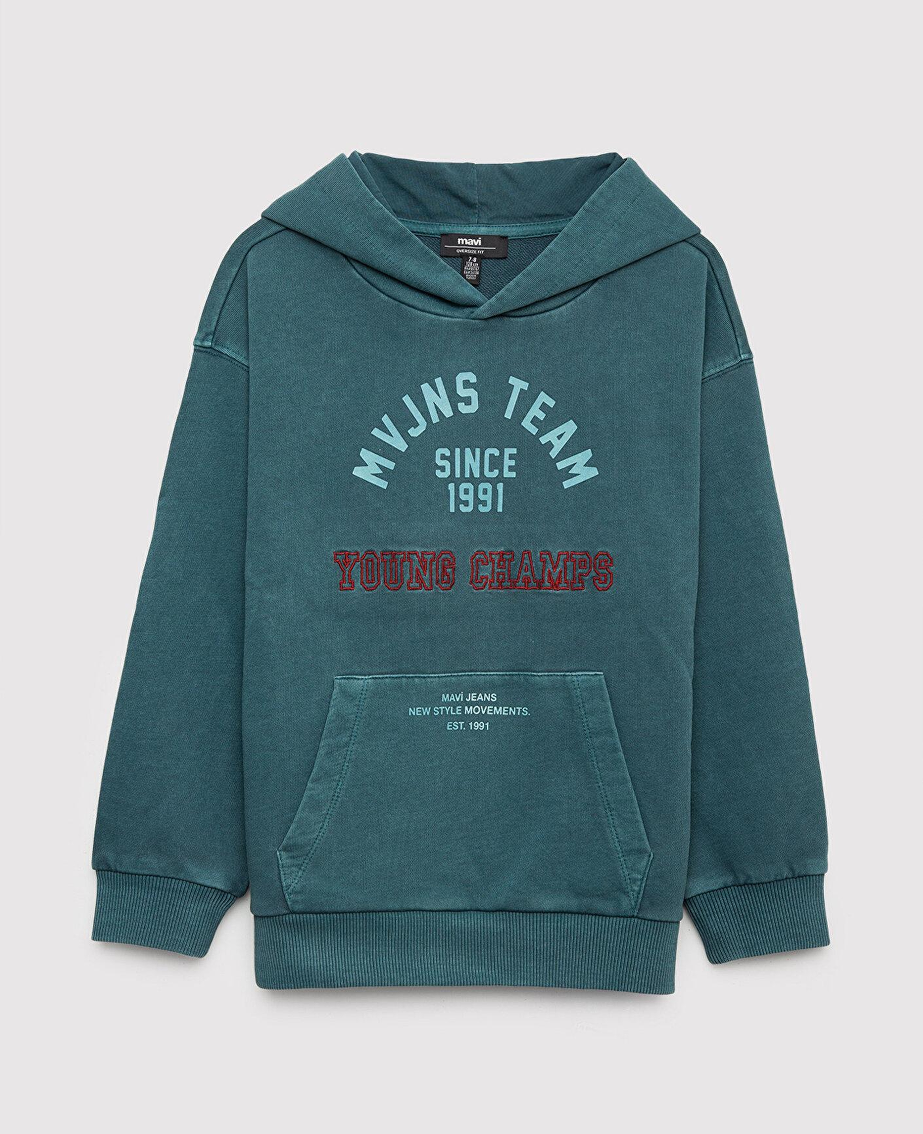 Mavi Kapüşonlu Yeşil Sweatshirt 6S10184-71932