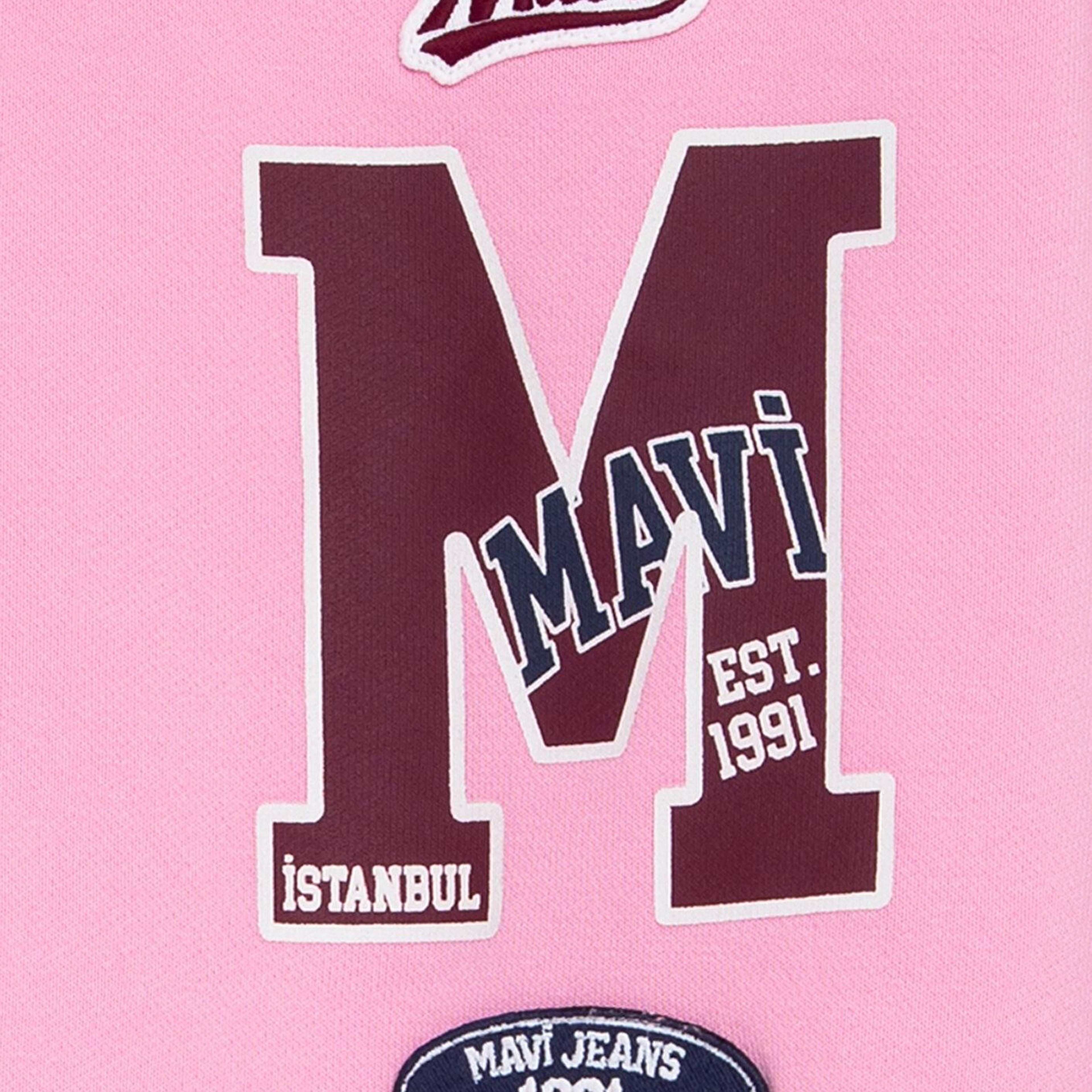 Mavi Kapüşonlu Pembe Sweatshirt 7S10190-71015