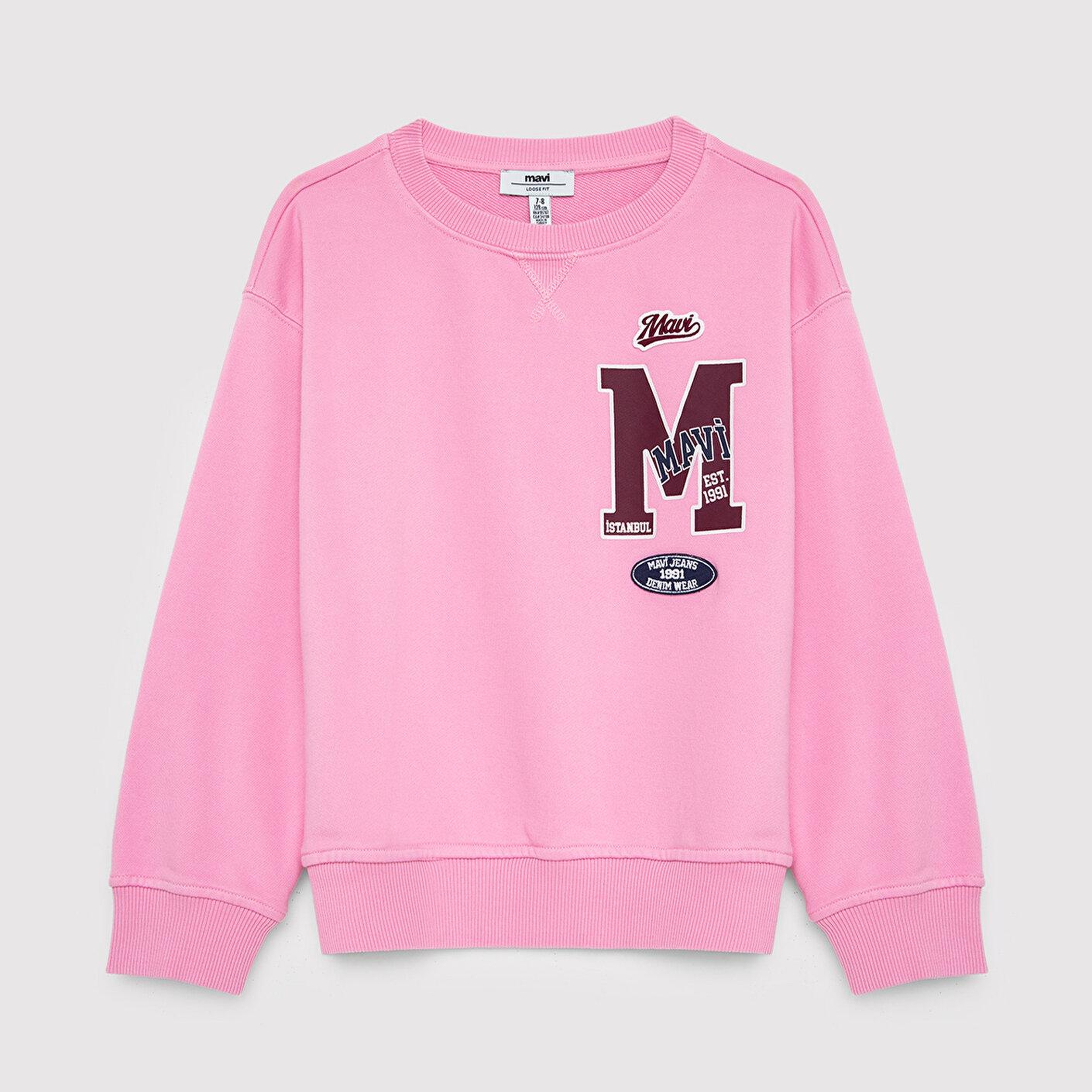 Mavi Kapüşonlu Pembe Sweatshirt 7S10190-71015