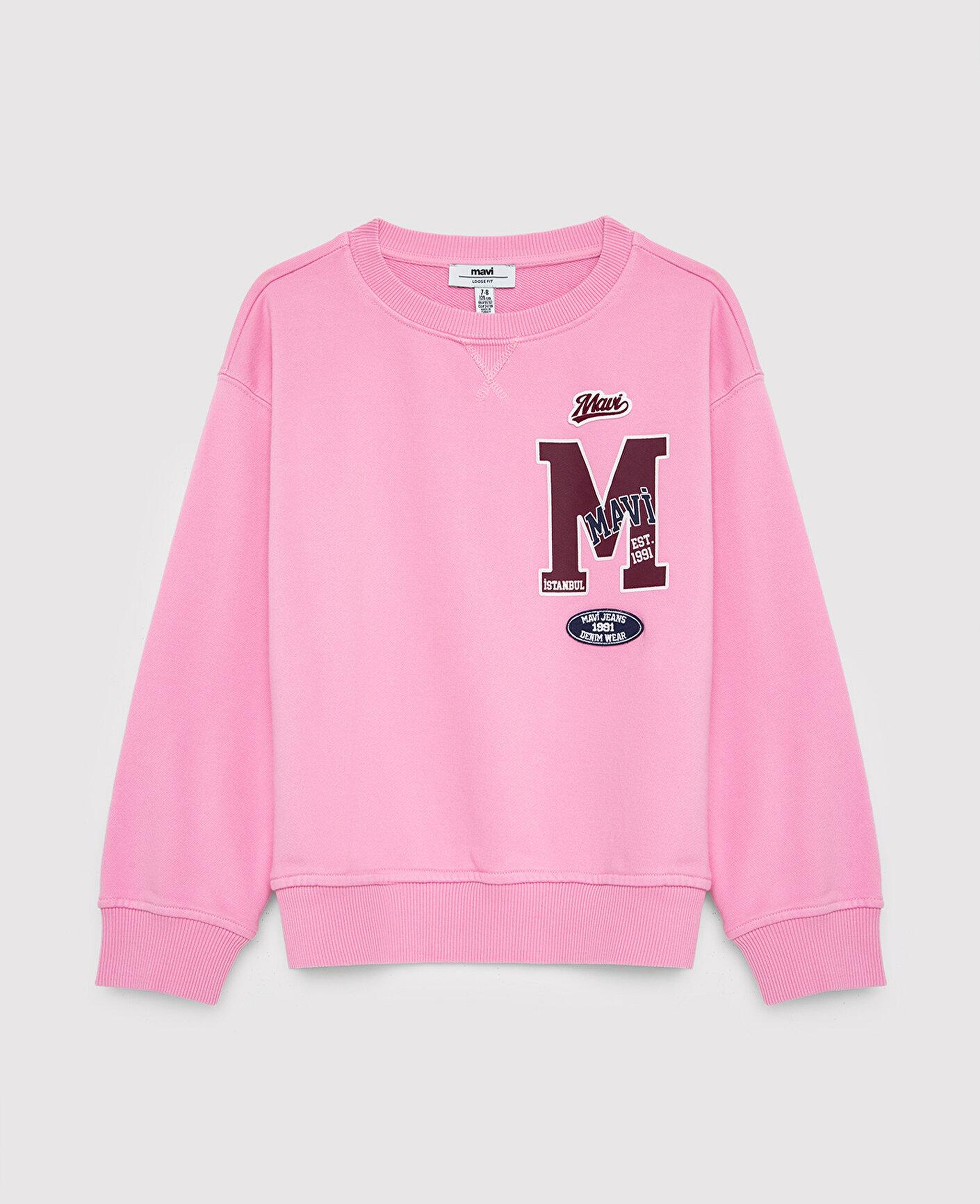 Mavi Kapüşonlu Pembe Sweatshirt 7S10190-71015