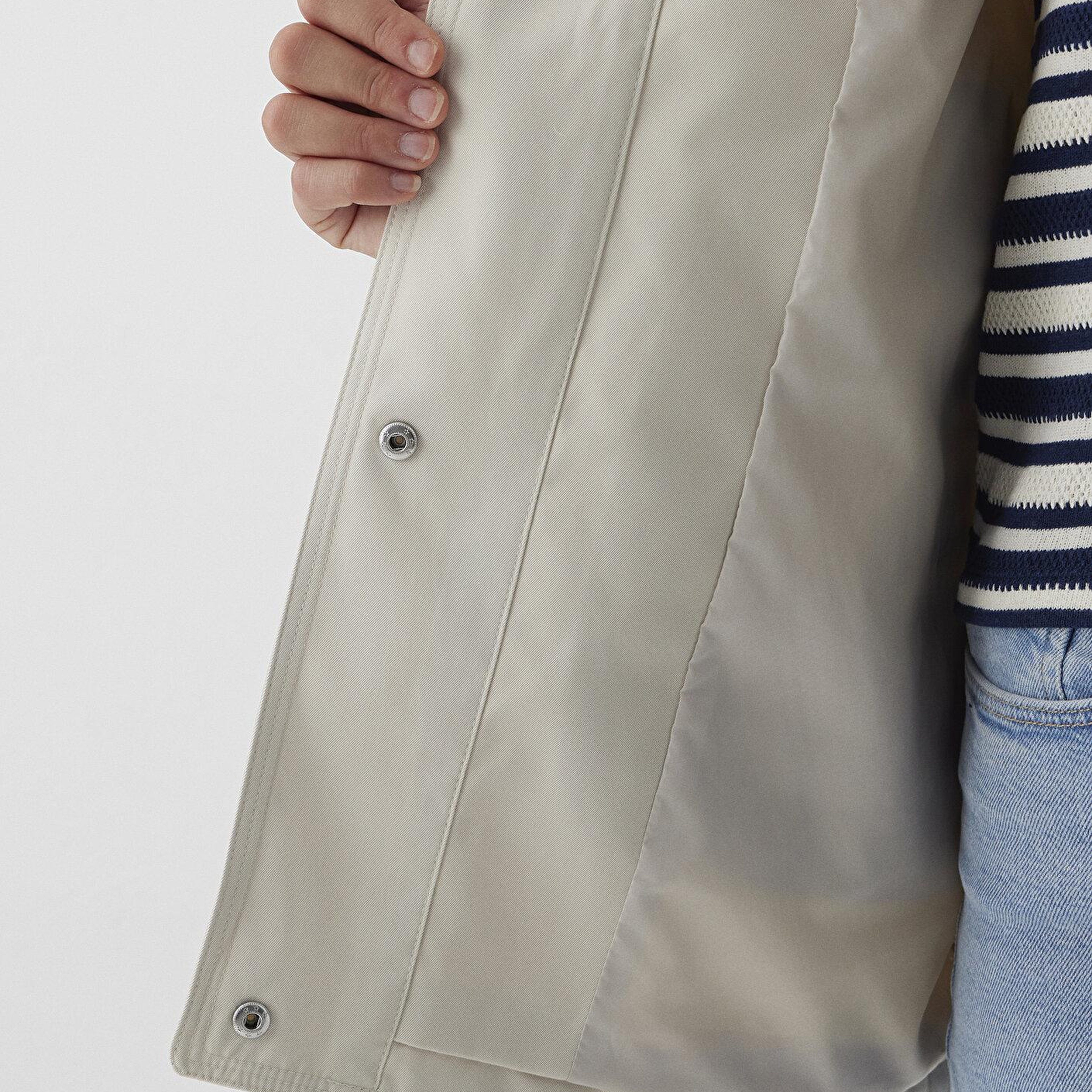 Mavi Kapüşonlu Bej Ceket Loose Fit / Bol Rahat Kesim 1110014-70143