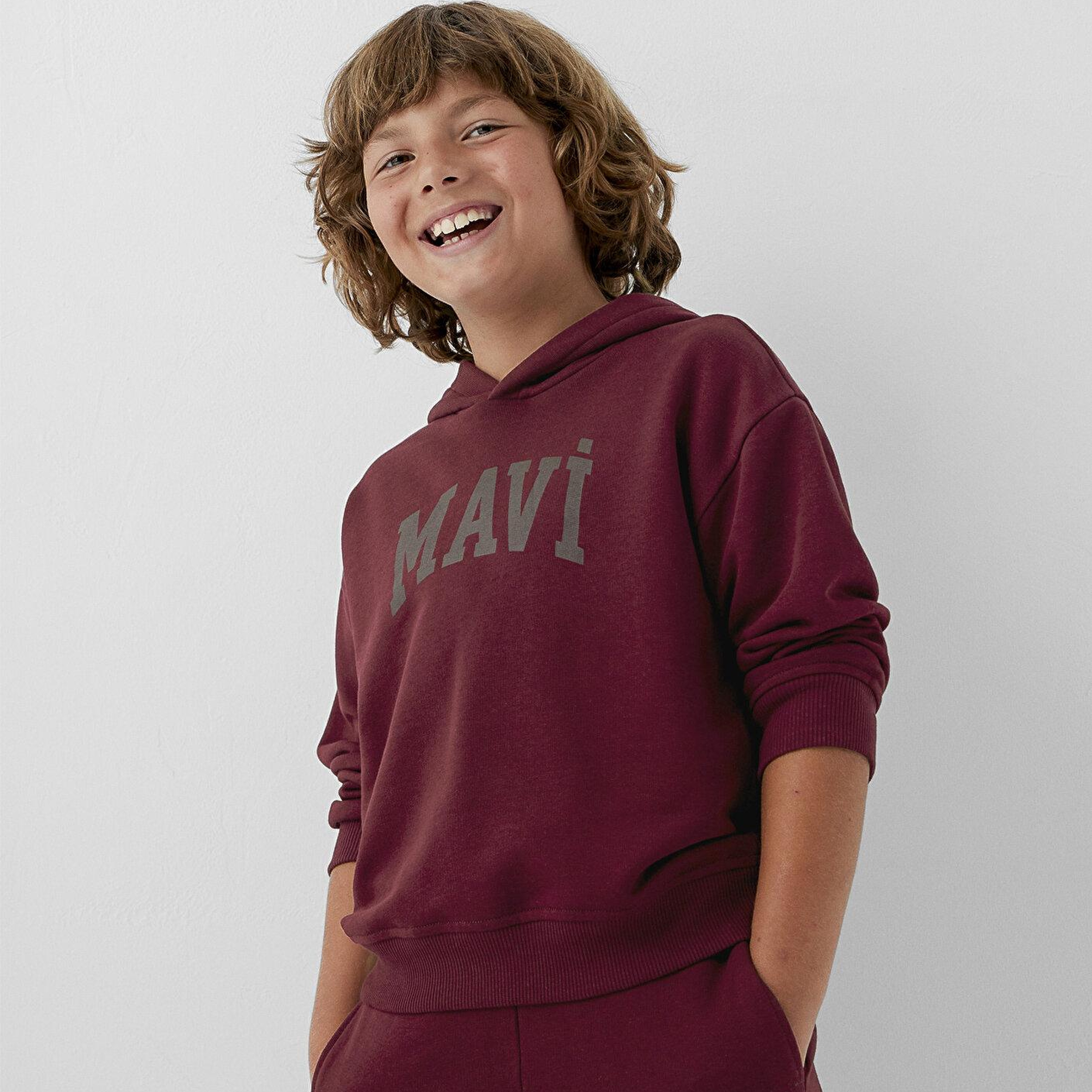 Mavi Kapüşonlu Bordo Sweatshirt 6S10143-70394