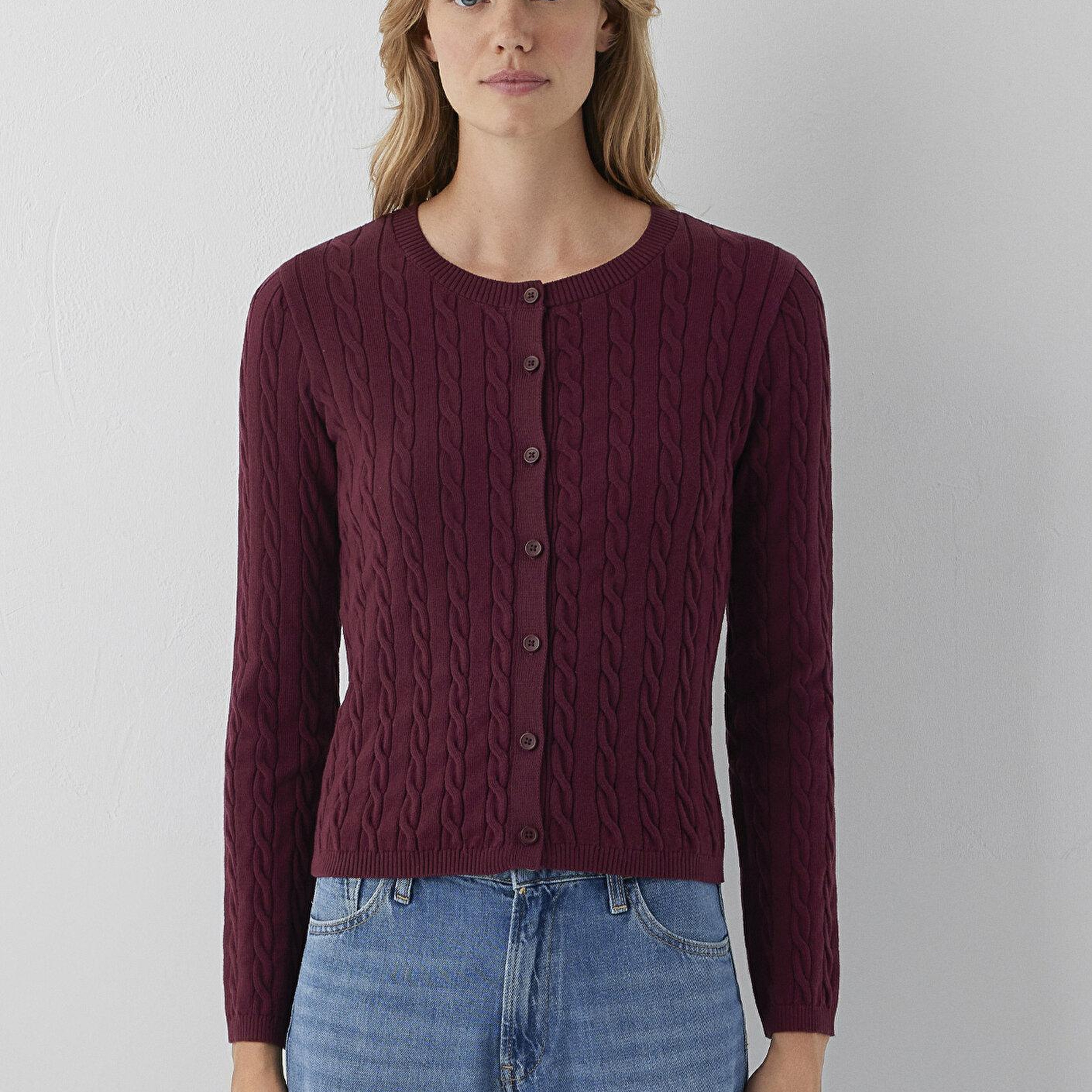 Mavi Bordo Hırka Slim Fit / Dar Kesim 1710957-87830
