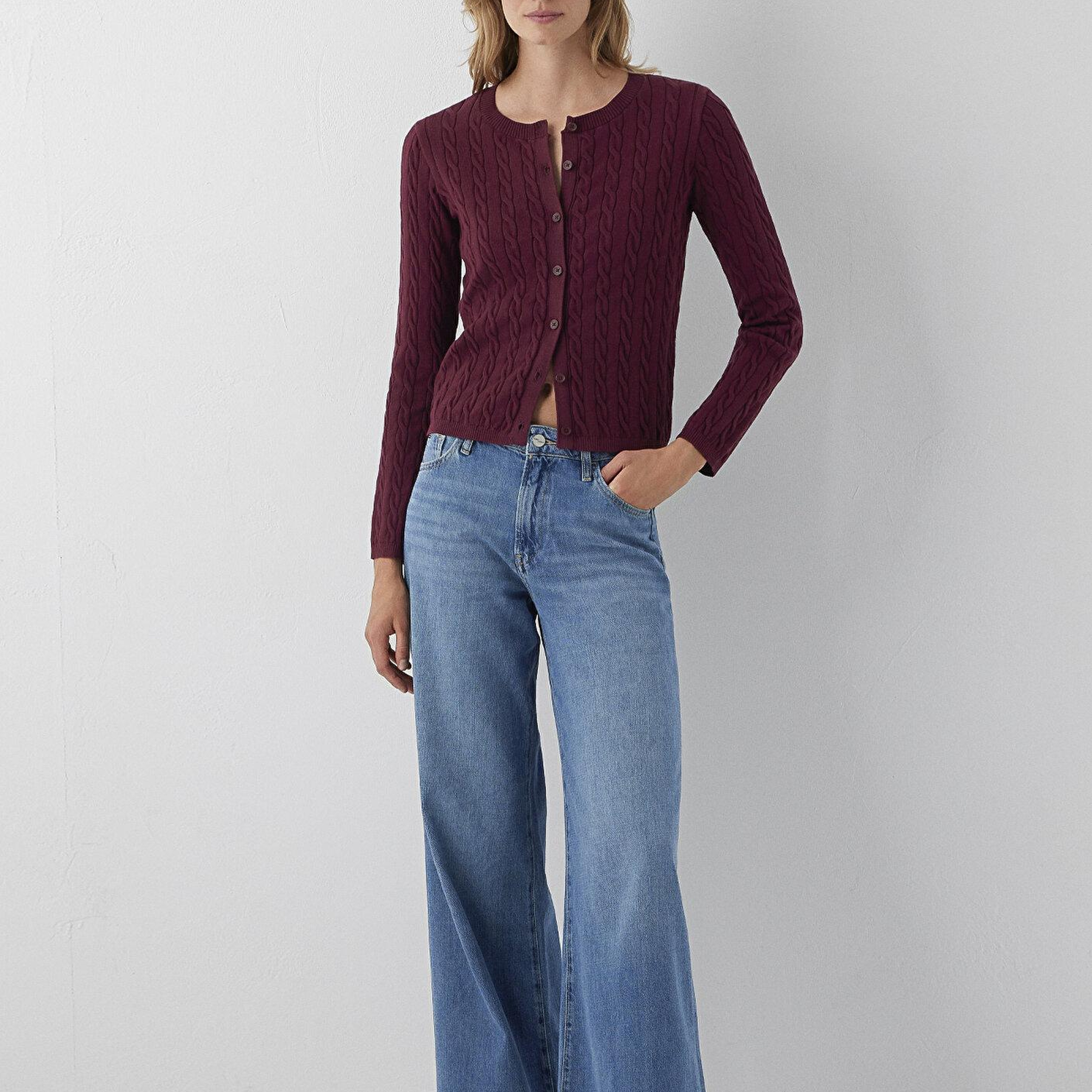 Mavi Bordo Hırka Slim Fit / Dar Kesim 1710957-87830