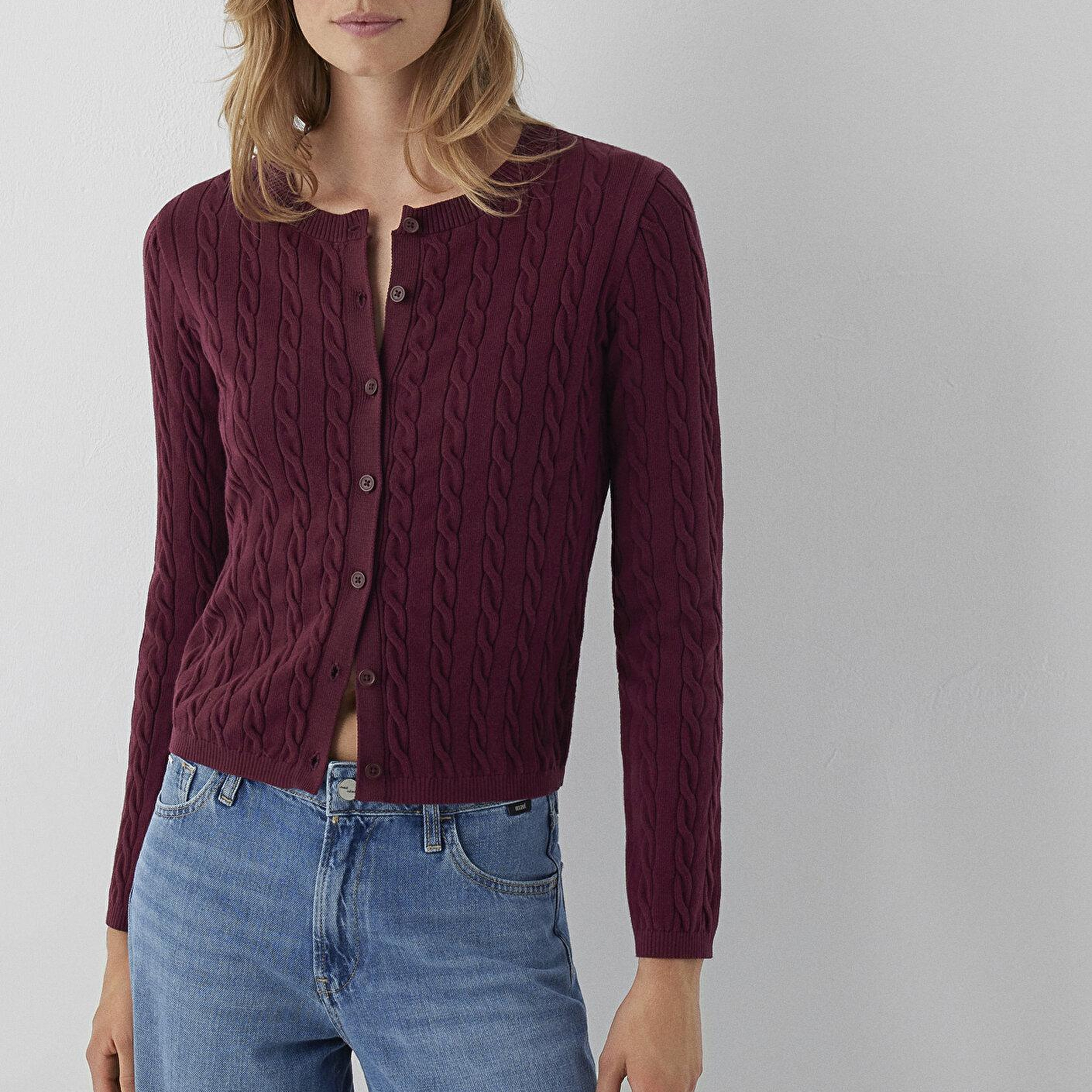 Mavi Bordo Hırka Slim Fit / Dar Kesim 1710957-87830