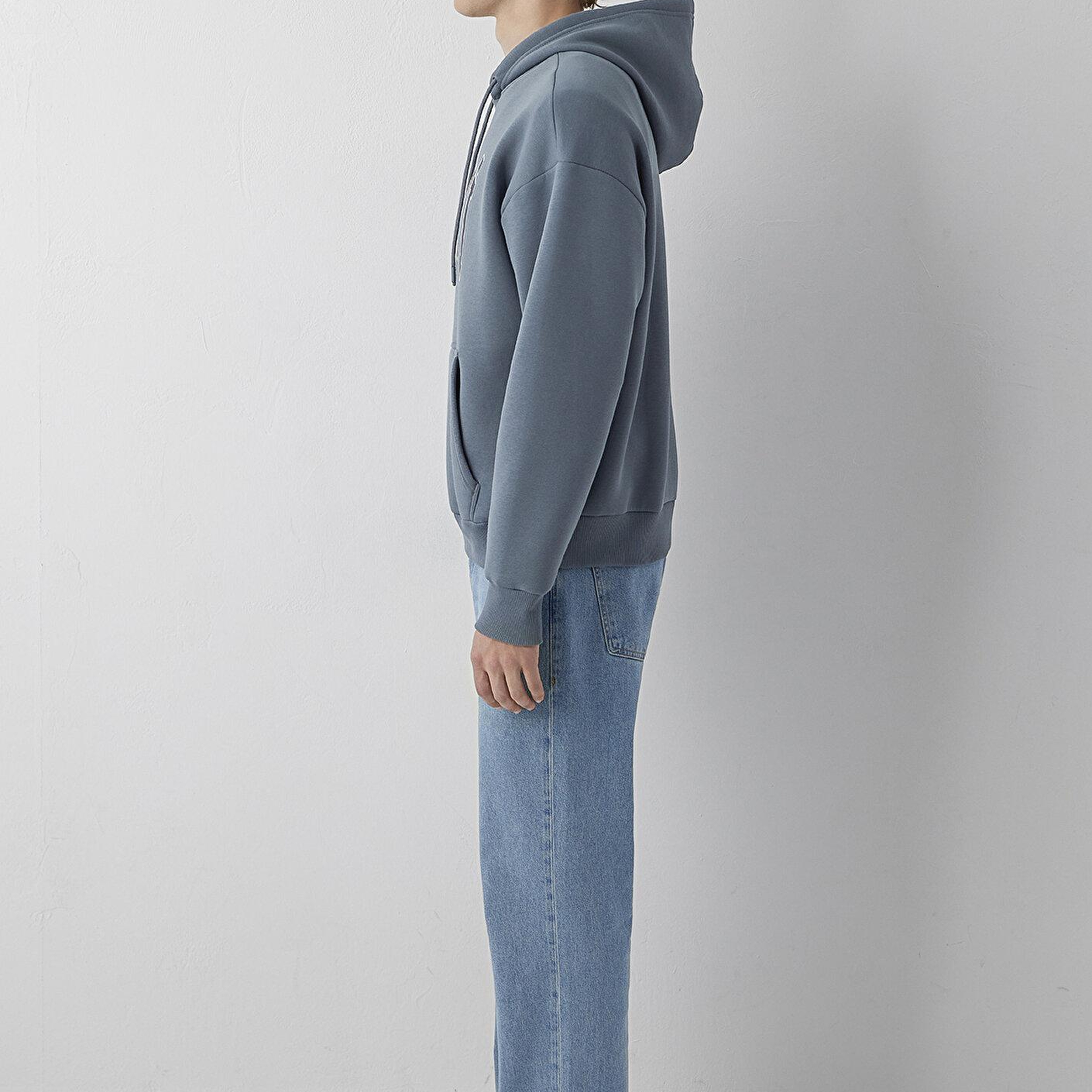 Mavi Mavi Logo Baskılı Kapüşonlu Gri Sweatshirt 067149-80889