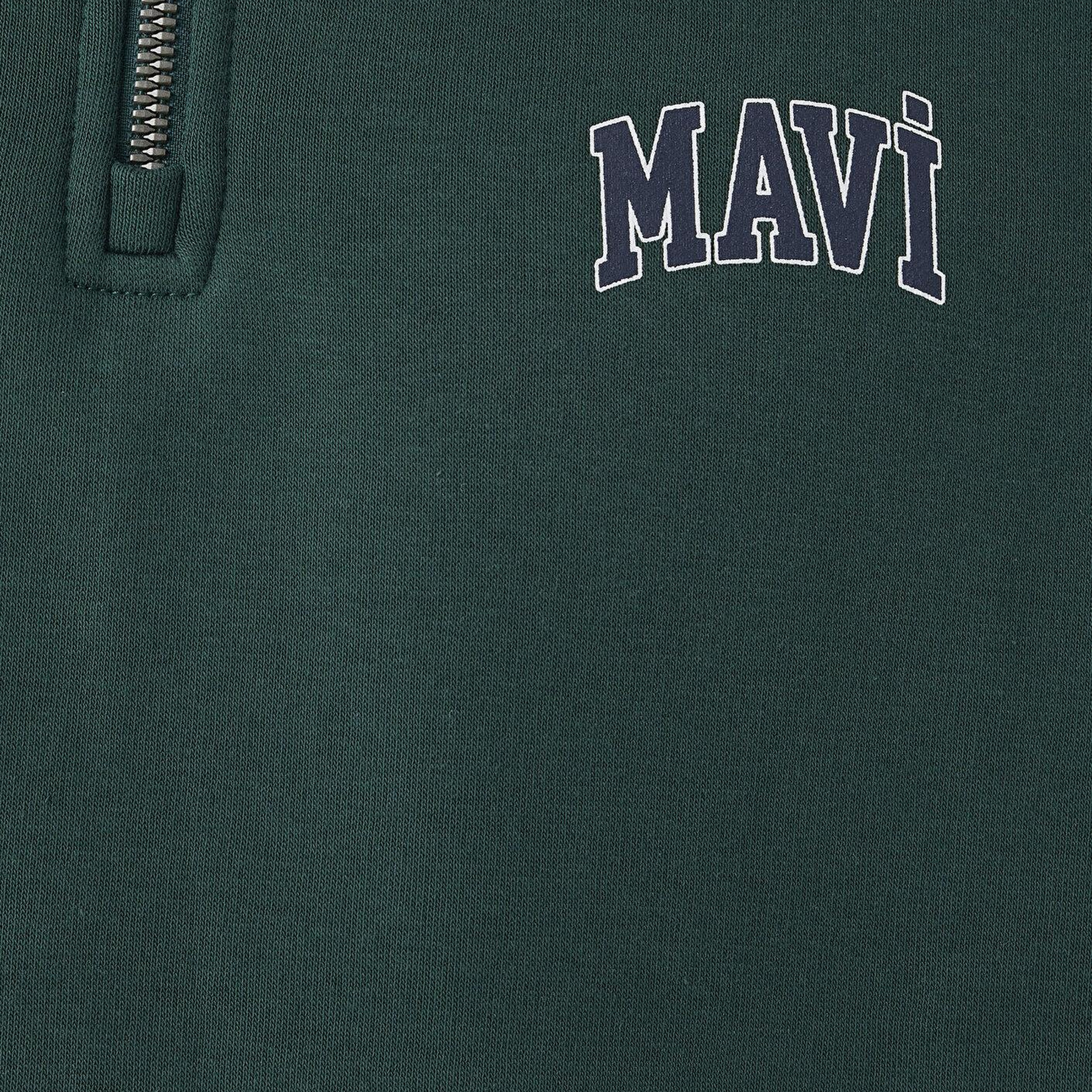 Mavi Mavi Logo Baskılı Yarı Fermuarlı Yeşil Sweatshirt 0S10208-85173