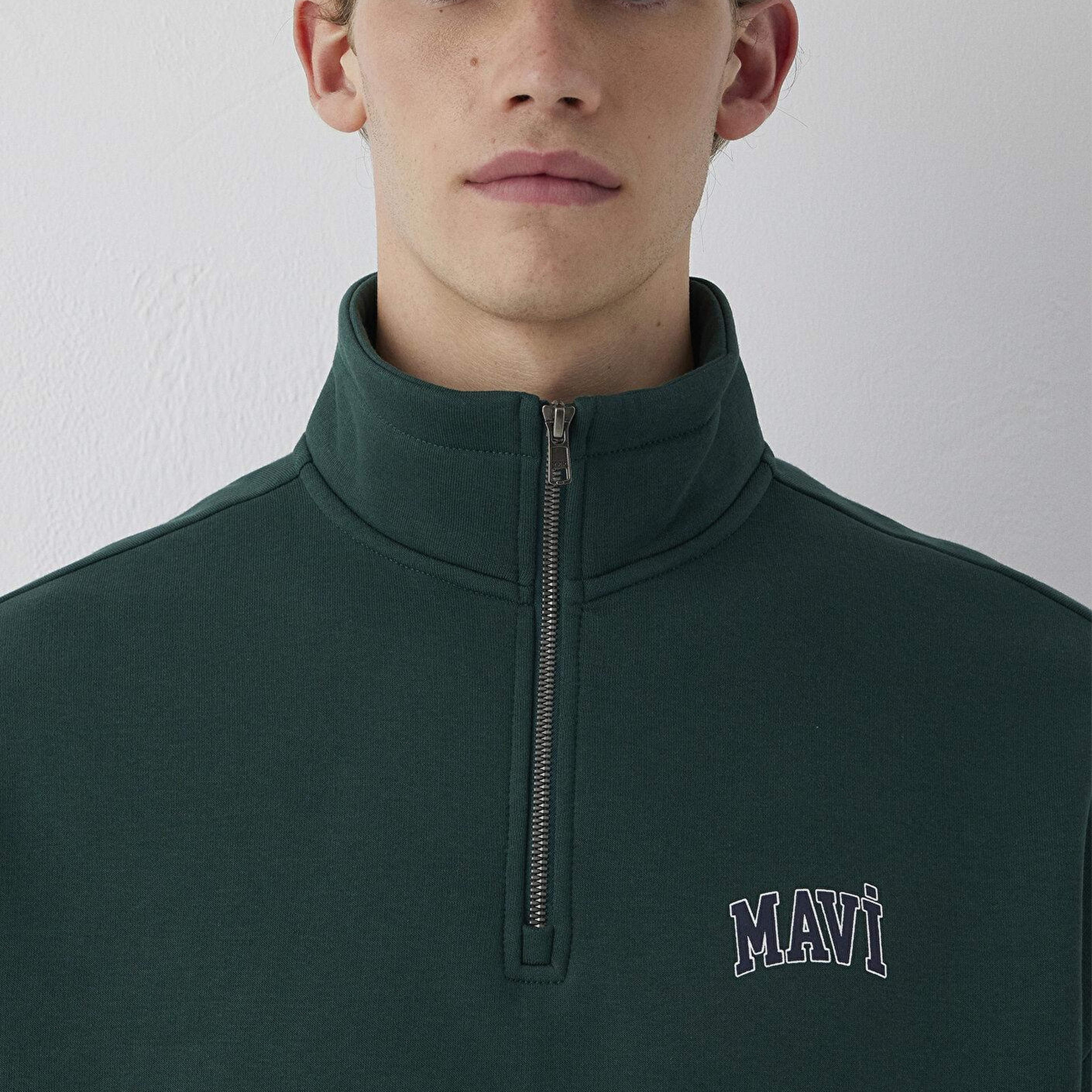 Mavi Mavi Logo Baskılı Yarı Fermuarlı Yeşil Sweatshirt 0S10208-85173