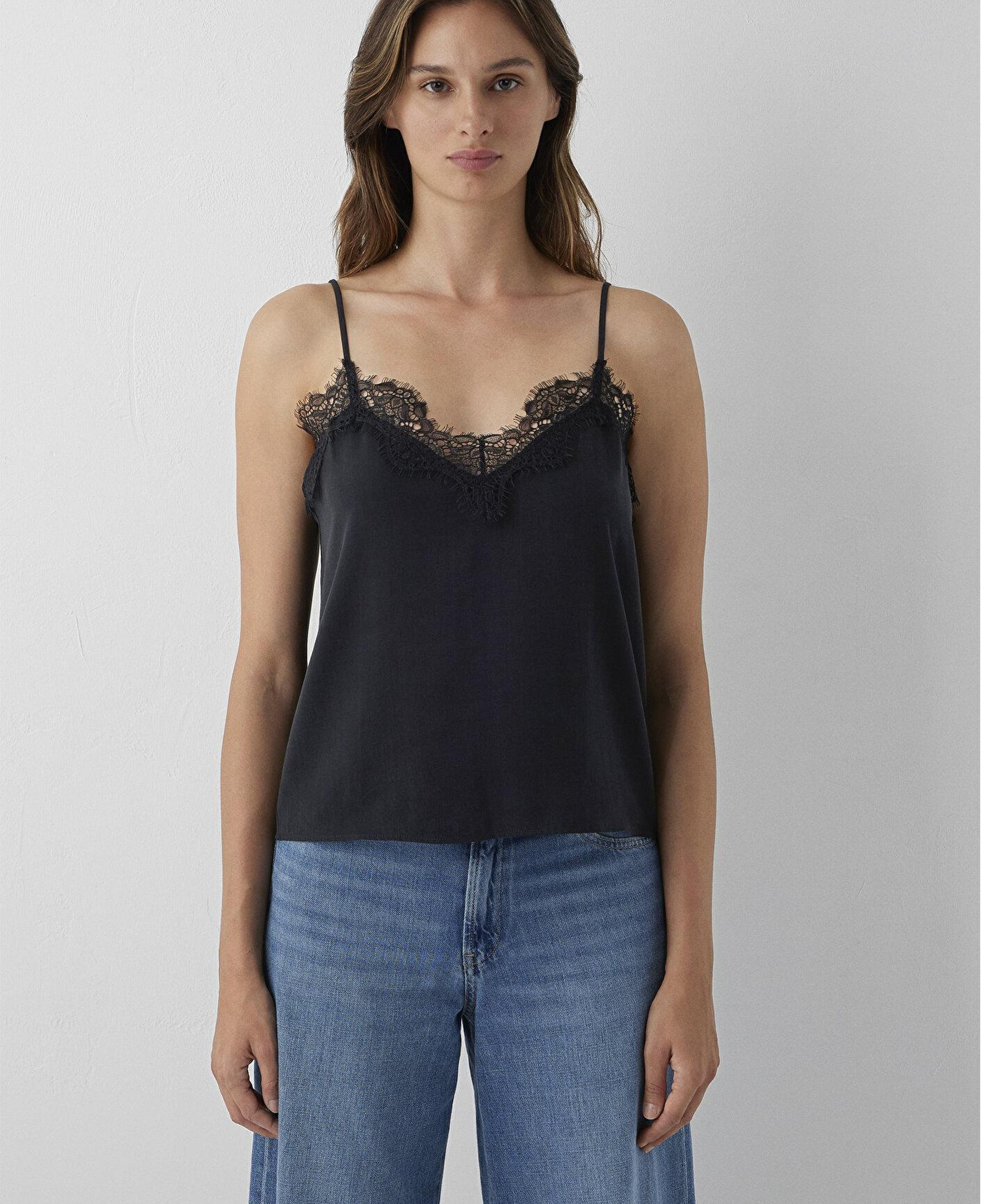 Mavi (Tencel TM) Lyocell Dantelli Siyah Bluz 1211555-900