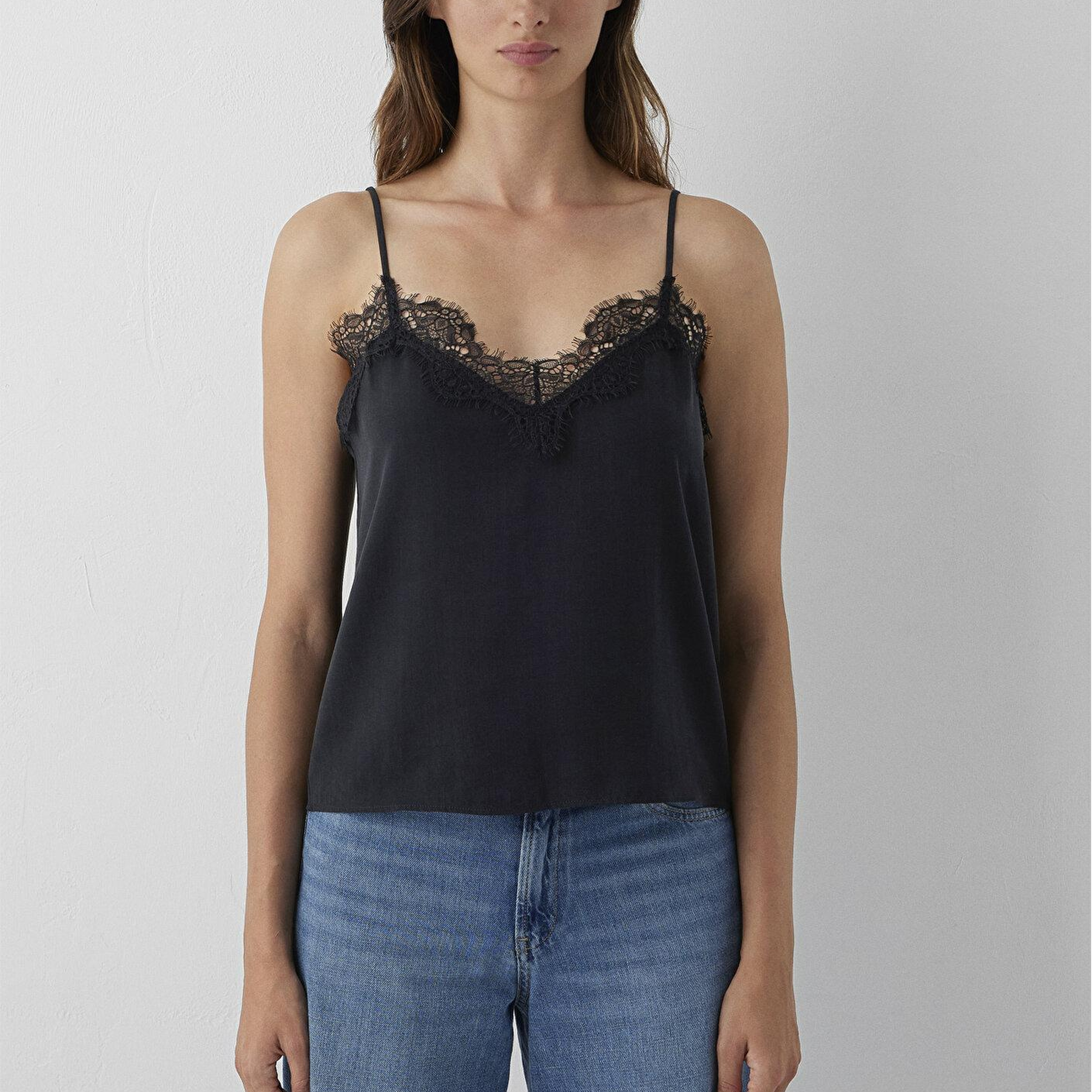 Mavi (Tencel TM) Lyocell Dantelli Siyah Bluz 1211555-900