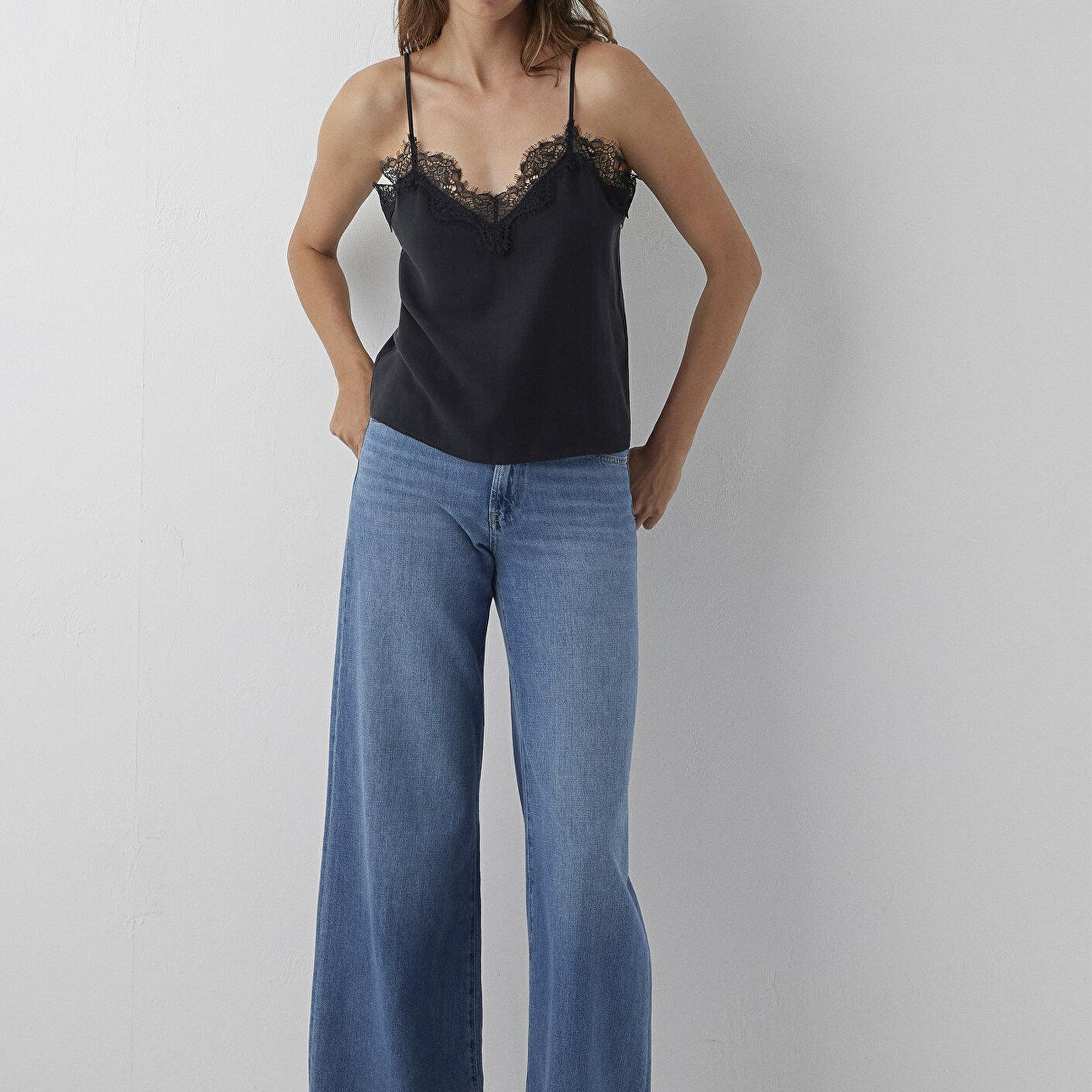 Mavi (Tencel TM) Lyocell Dantelli Siyah Bluz 1211555-900