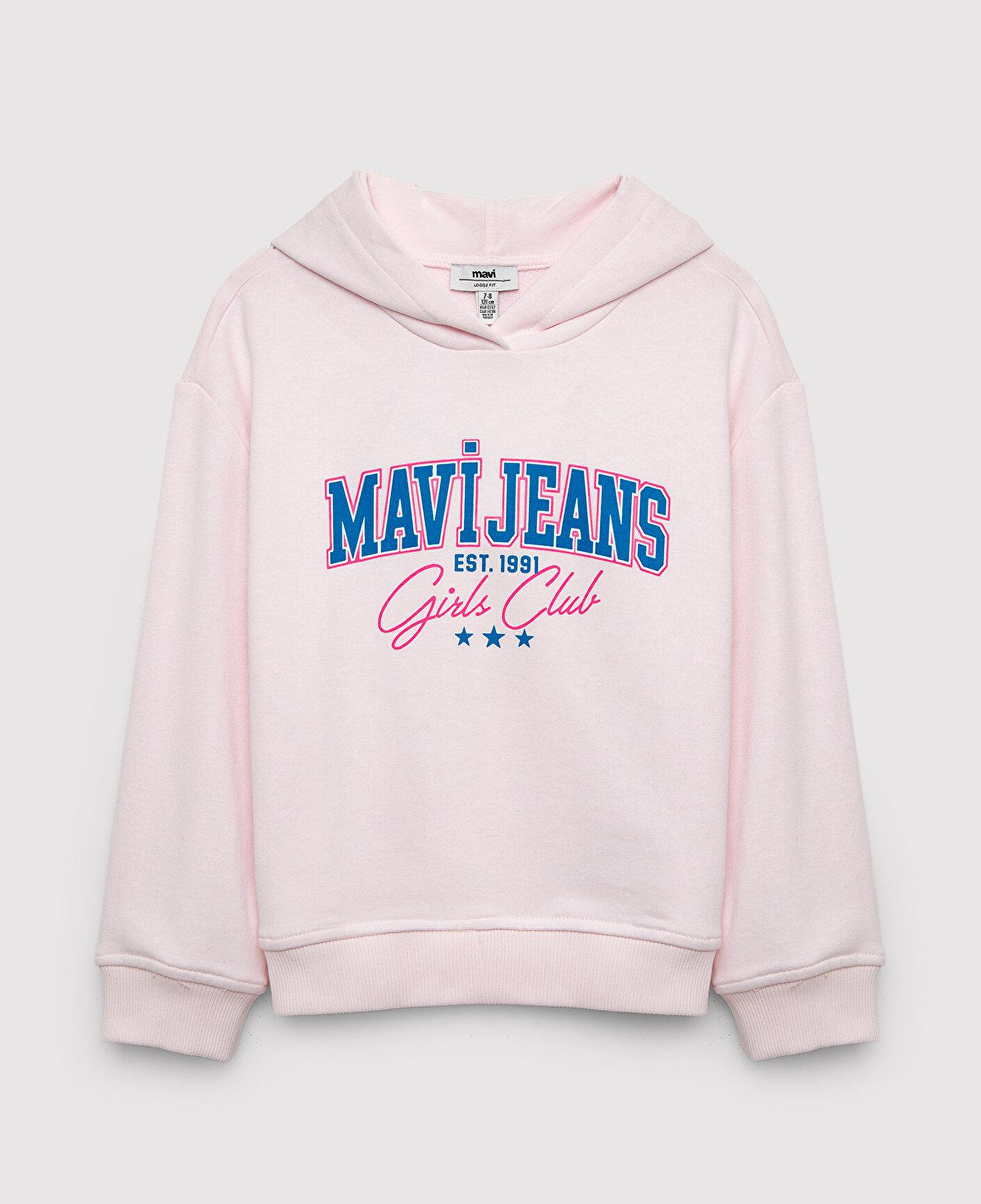 Mavi Kapüşonlu Pembe Sweatshirt 7S10218-91487