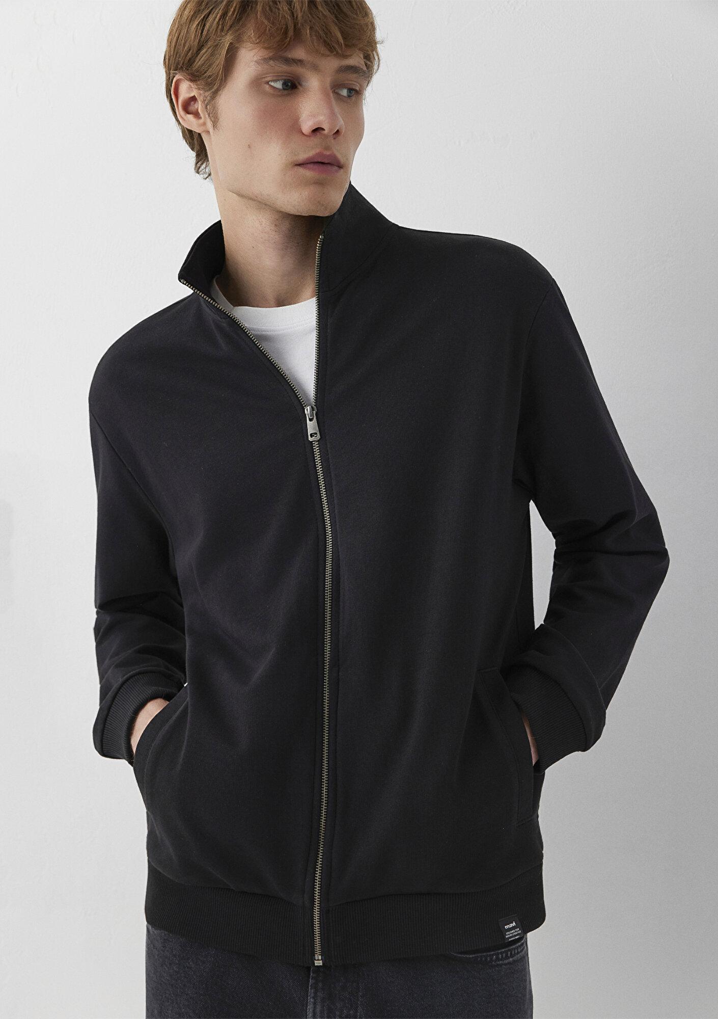 Mavi Fermuarlı Siyah Basic Sweatshirt 0S10621-900