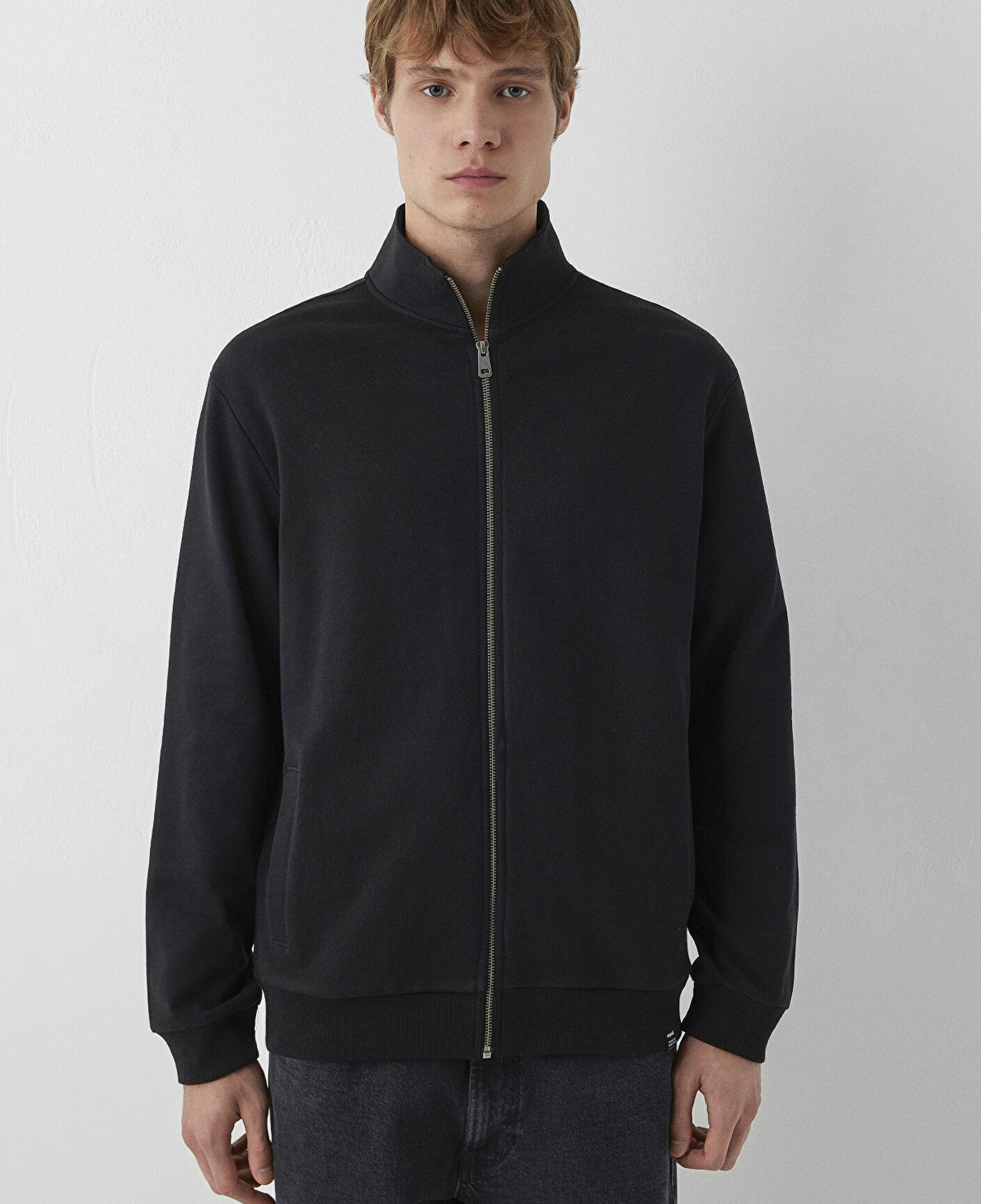 Mavi Fermuarlı Siyah Basic Sweatshirt 0S10621-900