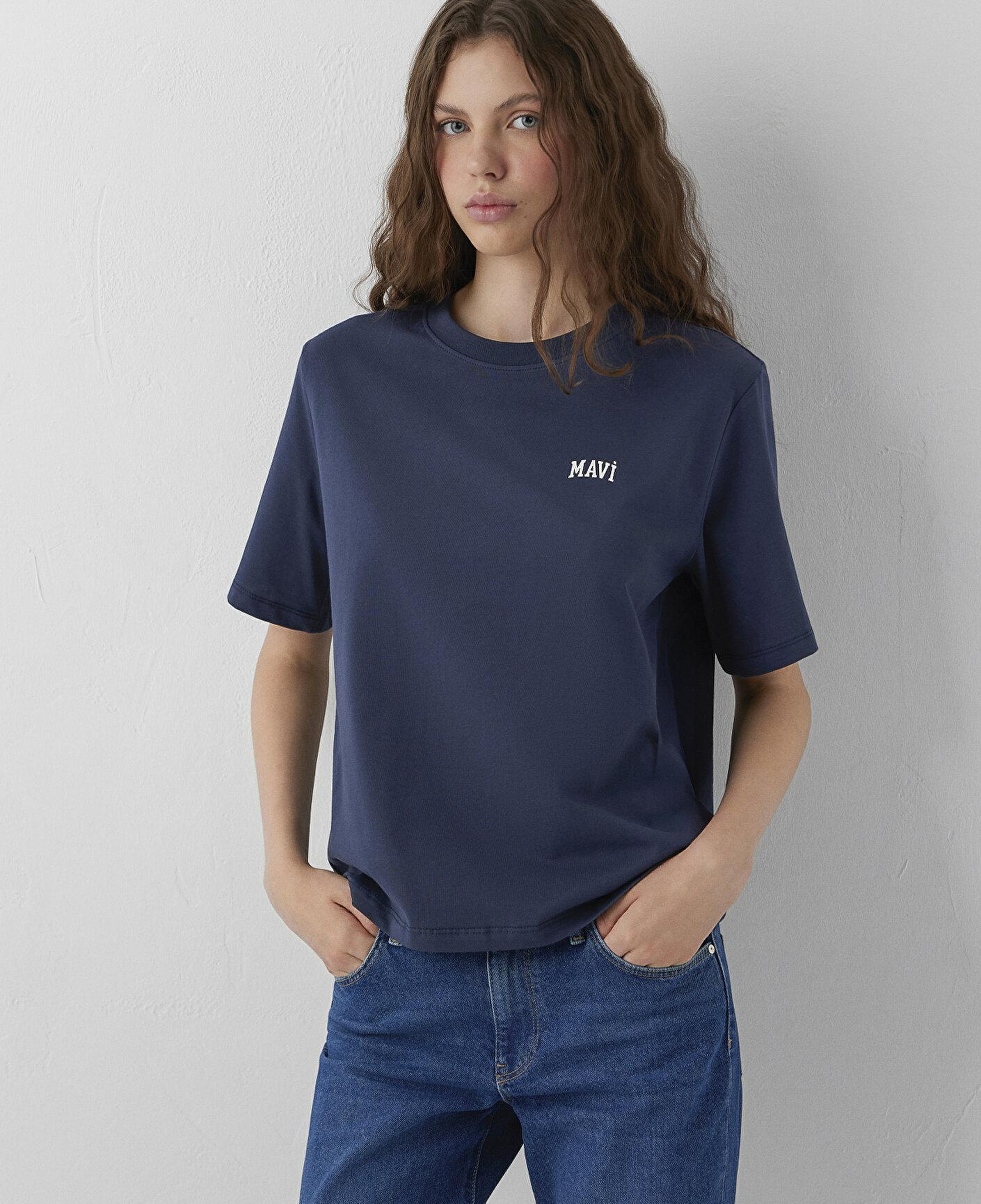 Mavi Mavi Logo Baskılı Lacivert Tişört Regular Fit / Normal Kesim 1611900-87524