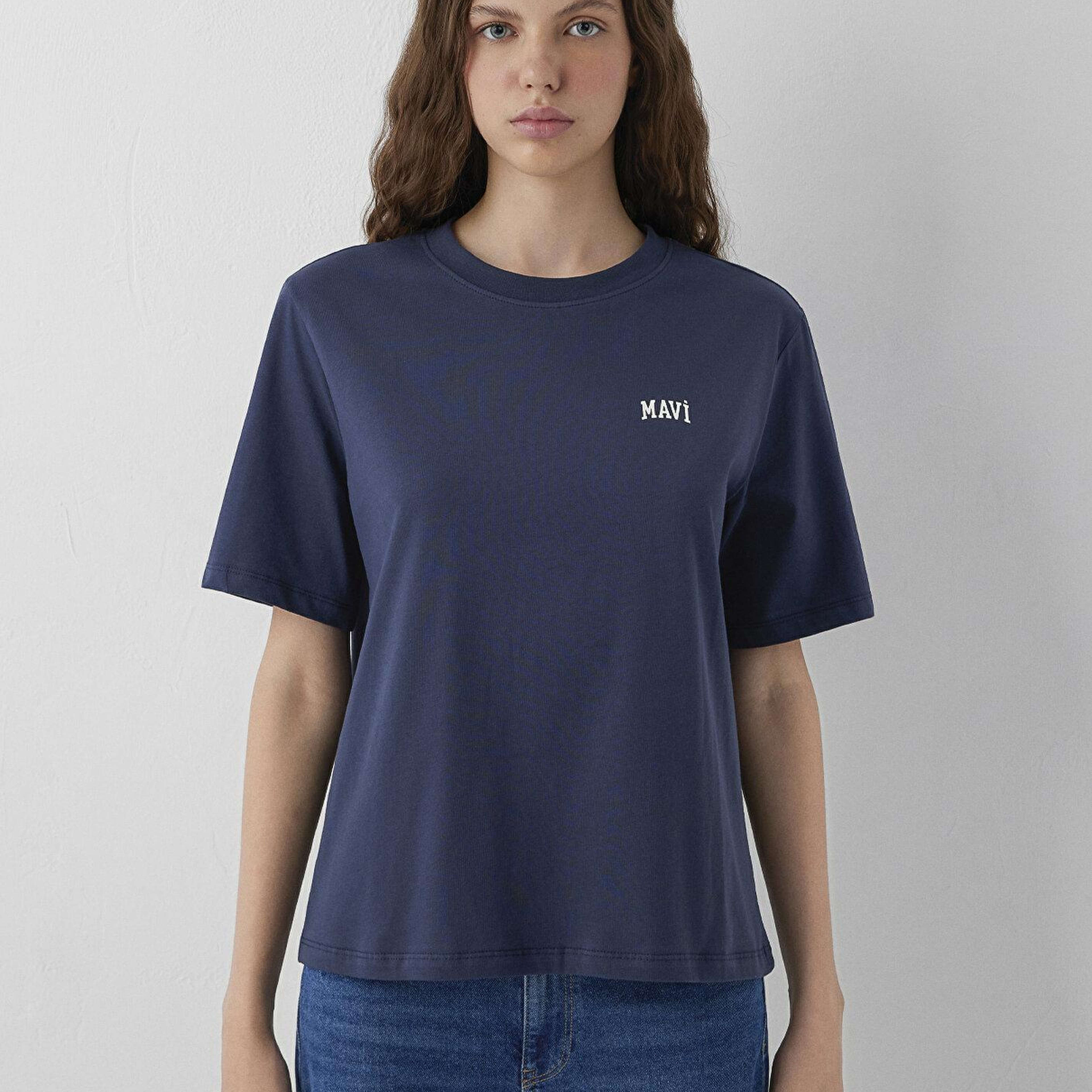 Mavi Mavi Logo Baskılı Lacivert Tişört Regular Fit / Normal Kesim 1611900-87524