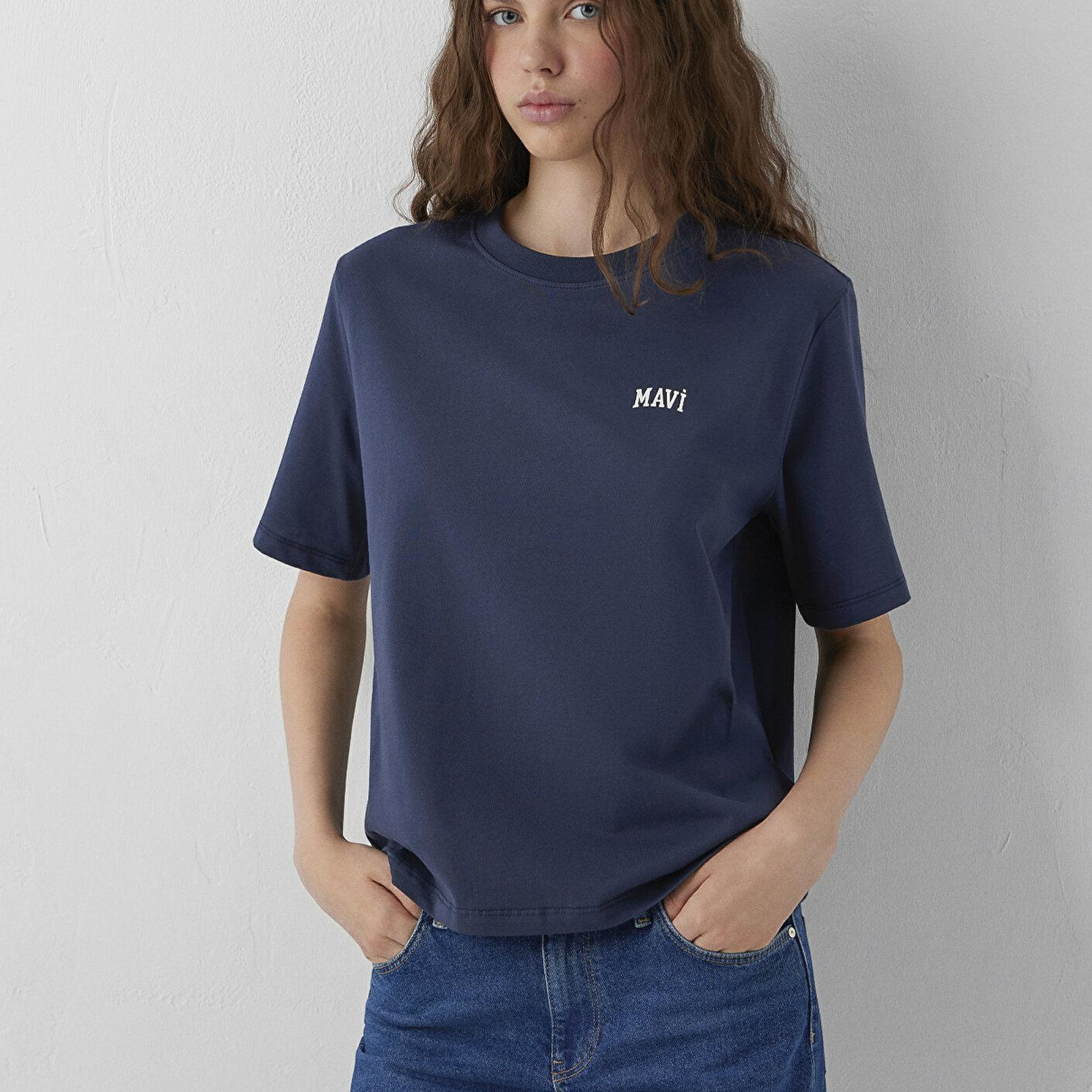Mavi Mavi Logo Baskılı Lacivert Tişört Regular Fit / Normal Kesim 1611900-87524