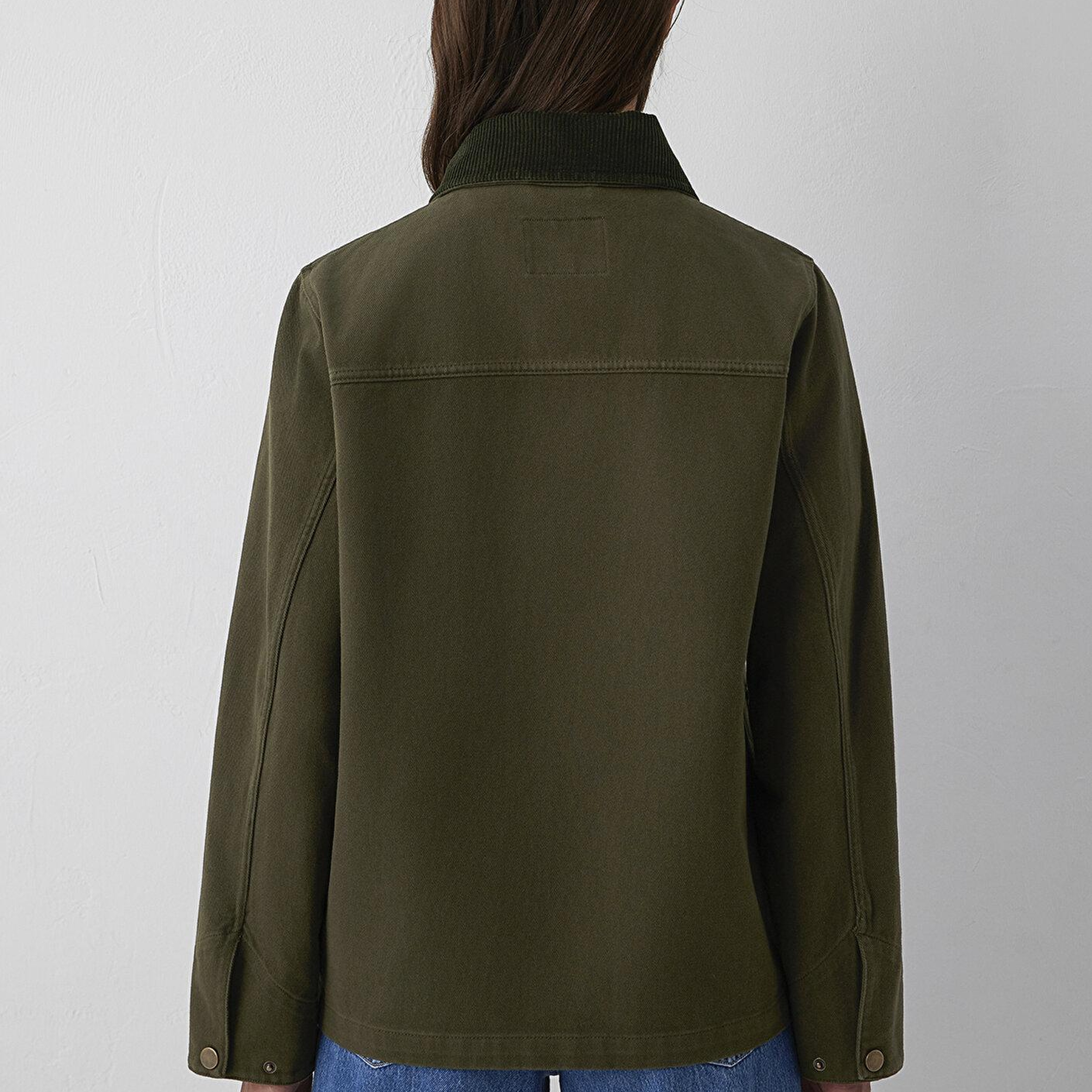 Mavi Yaka Detaylı Haki Ceket Loose Fit / Bol Rahat Kesim 1110909-71544