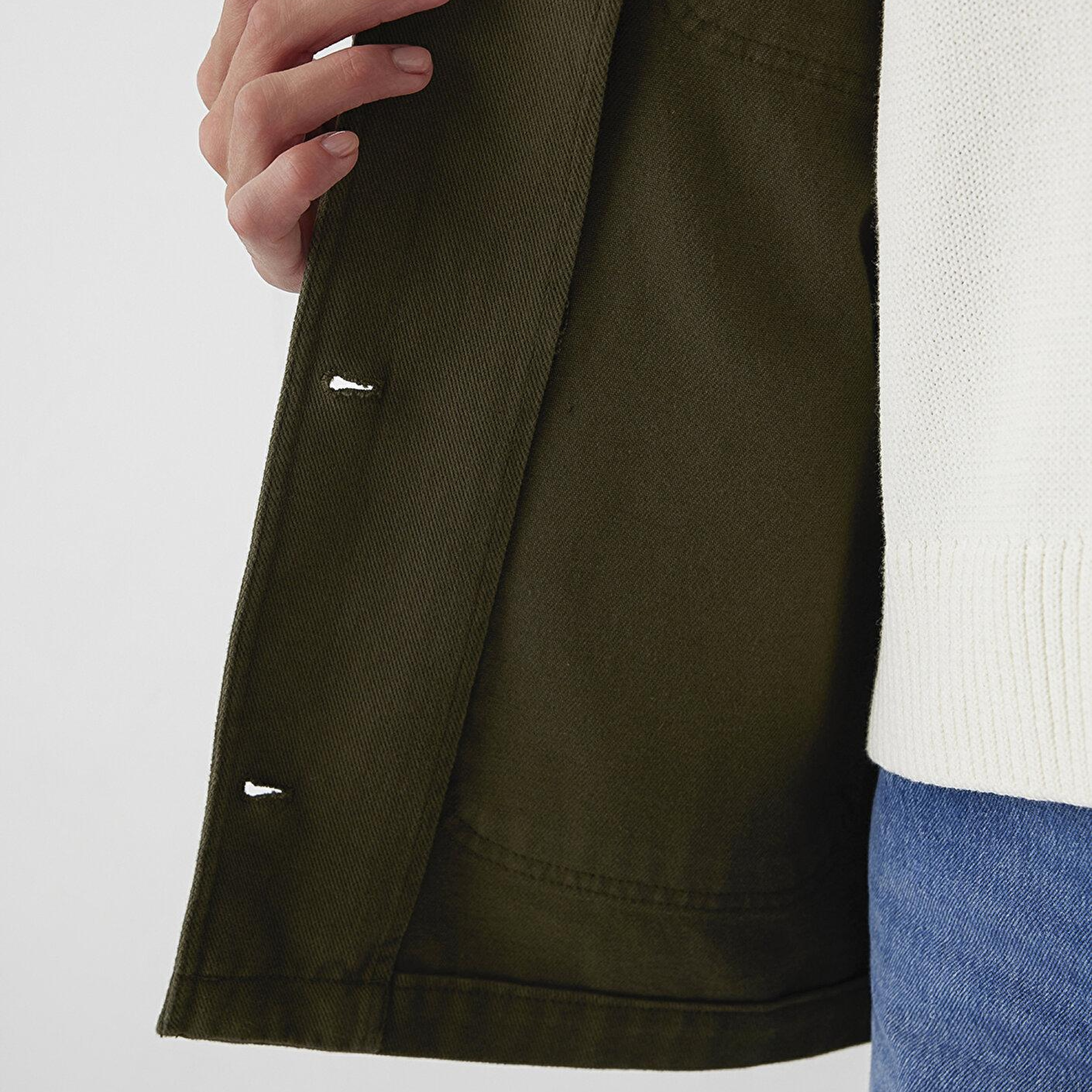 Mavi Yaka Detaylı Haki Ceket Loose Fit / Bol Rahat Kesim 1110909-71544
