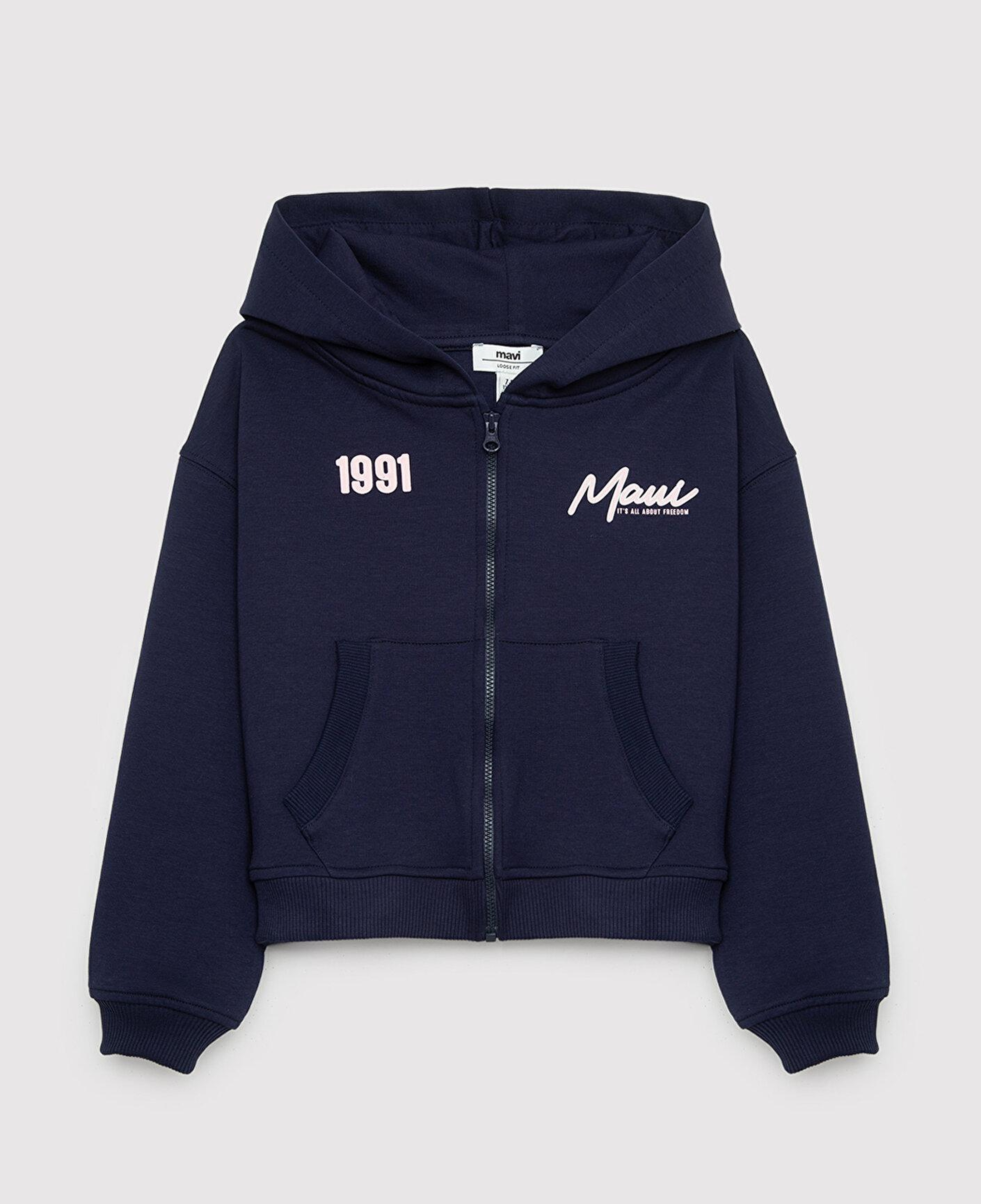 Mavi Kapüşonlu Lacivert Sweatshirt 7S10188-84371