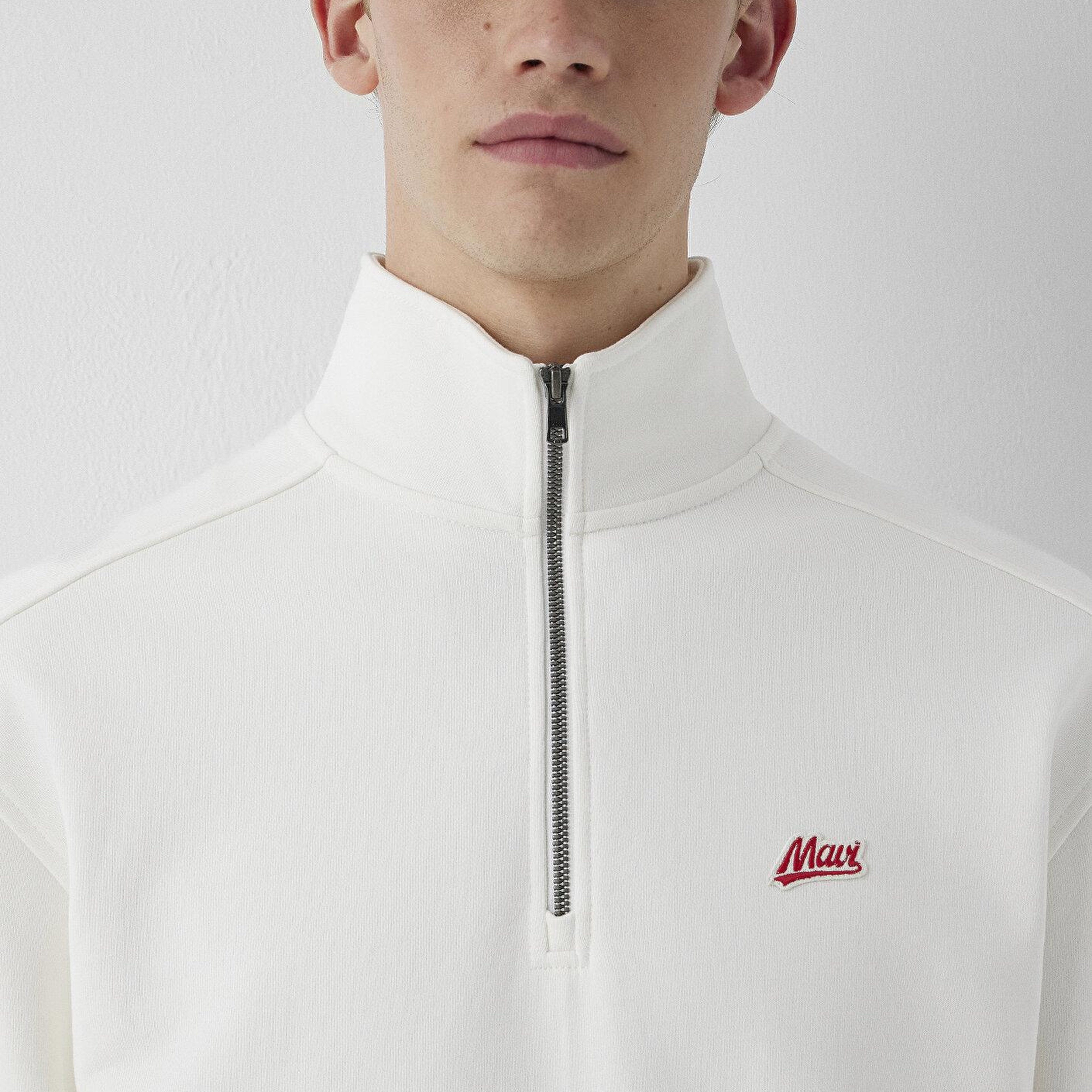 Mavi Mavi Patch Nakışlı Yarı Fermuarlı Ekru Sweatshirt 0S10613-70057