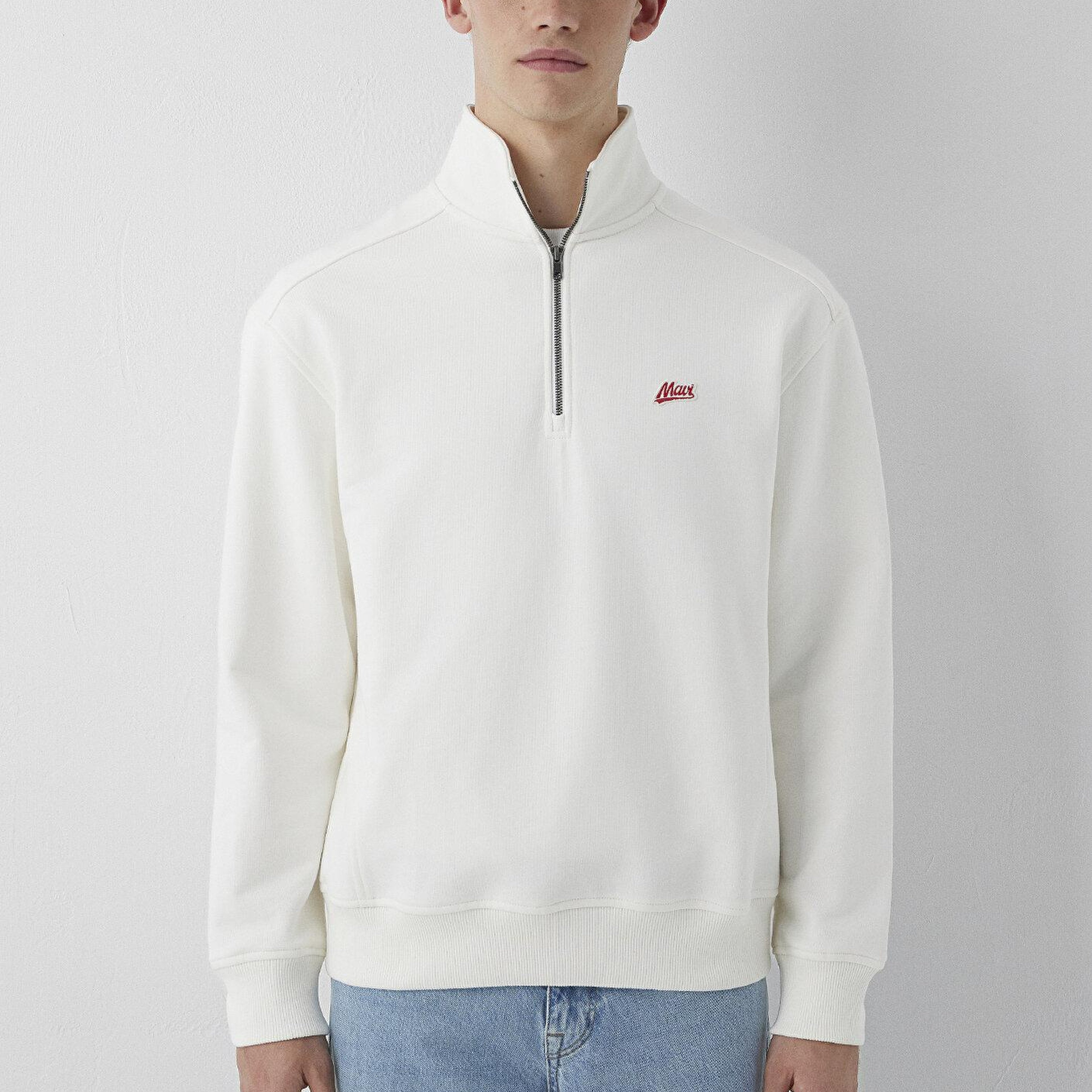 Mavi Mavi Patch Nakışlı Yarı Fermuarlı Ekru Sweatshirt 0S10613-70057