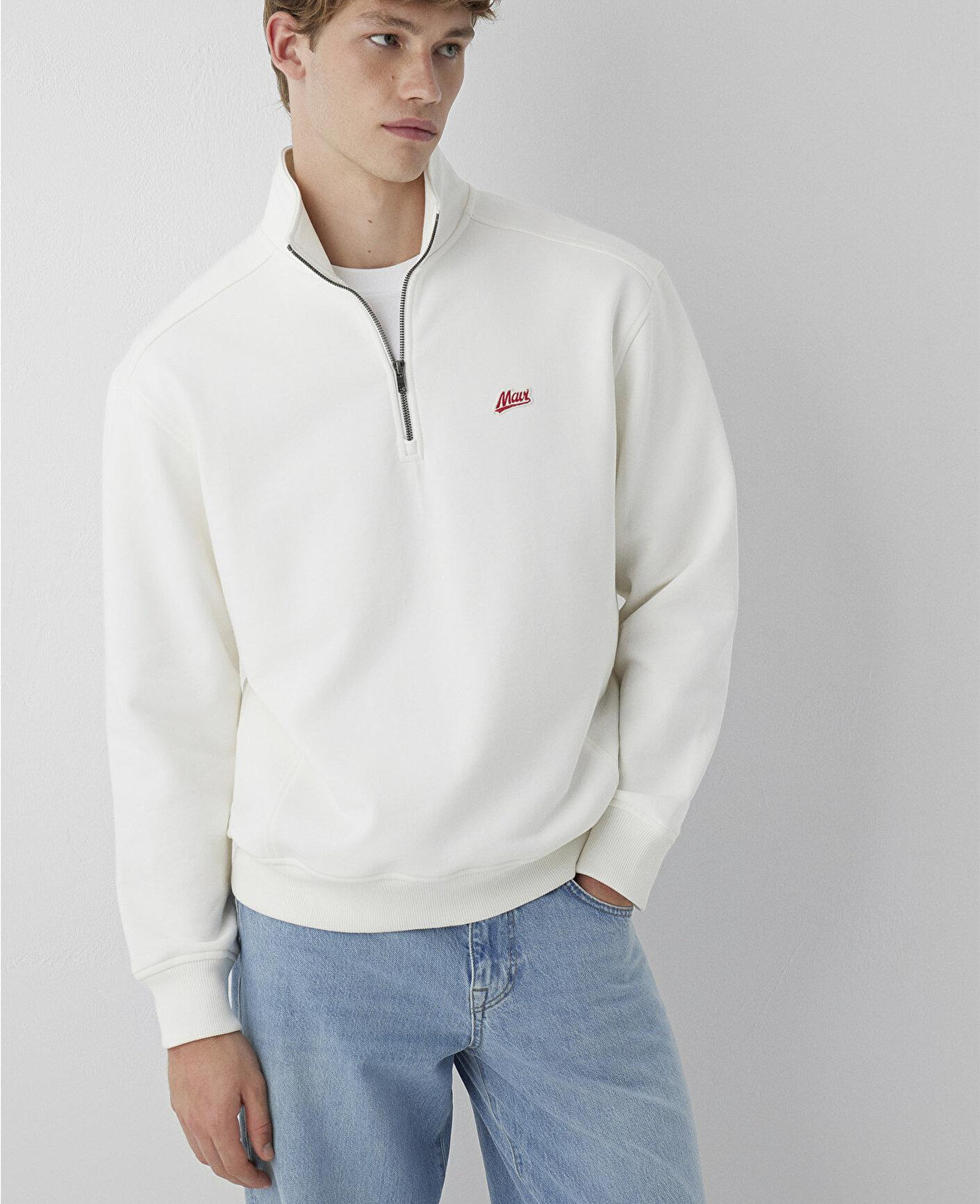 Mavi Mavi Patch Nakışlı Yarı Fermuarlı Ekru Sweatshirt 0S10613-70057