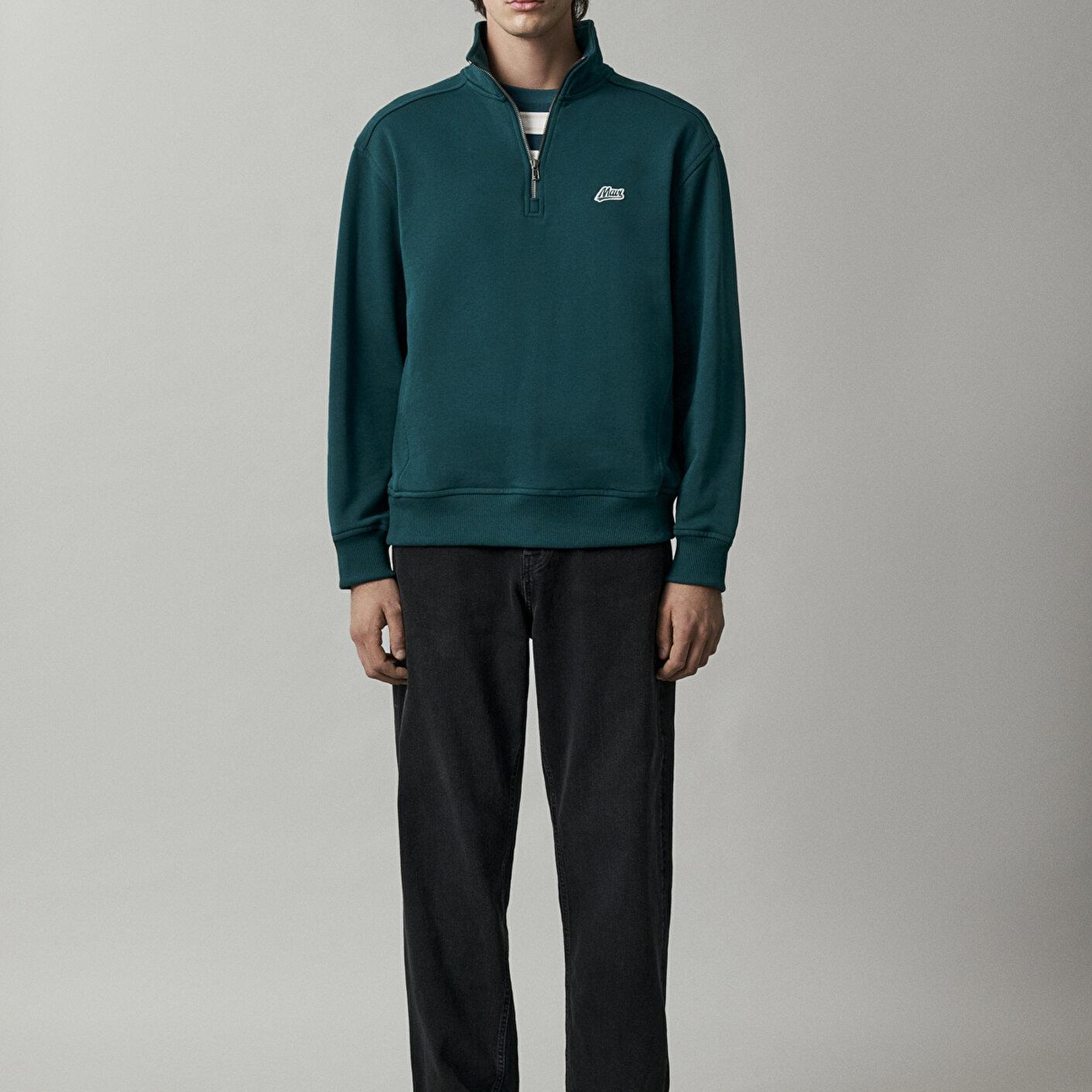 Mavi Mavi Patch Nakışlı Yarı Fermuarlı Yeşil Sweatshirt 0S10613-90366