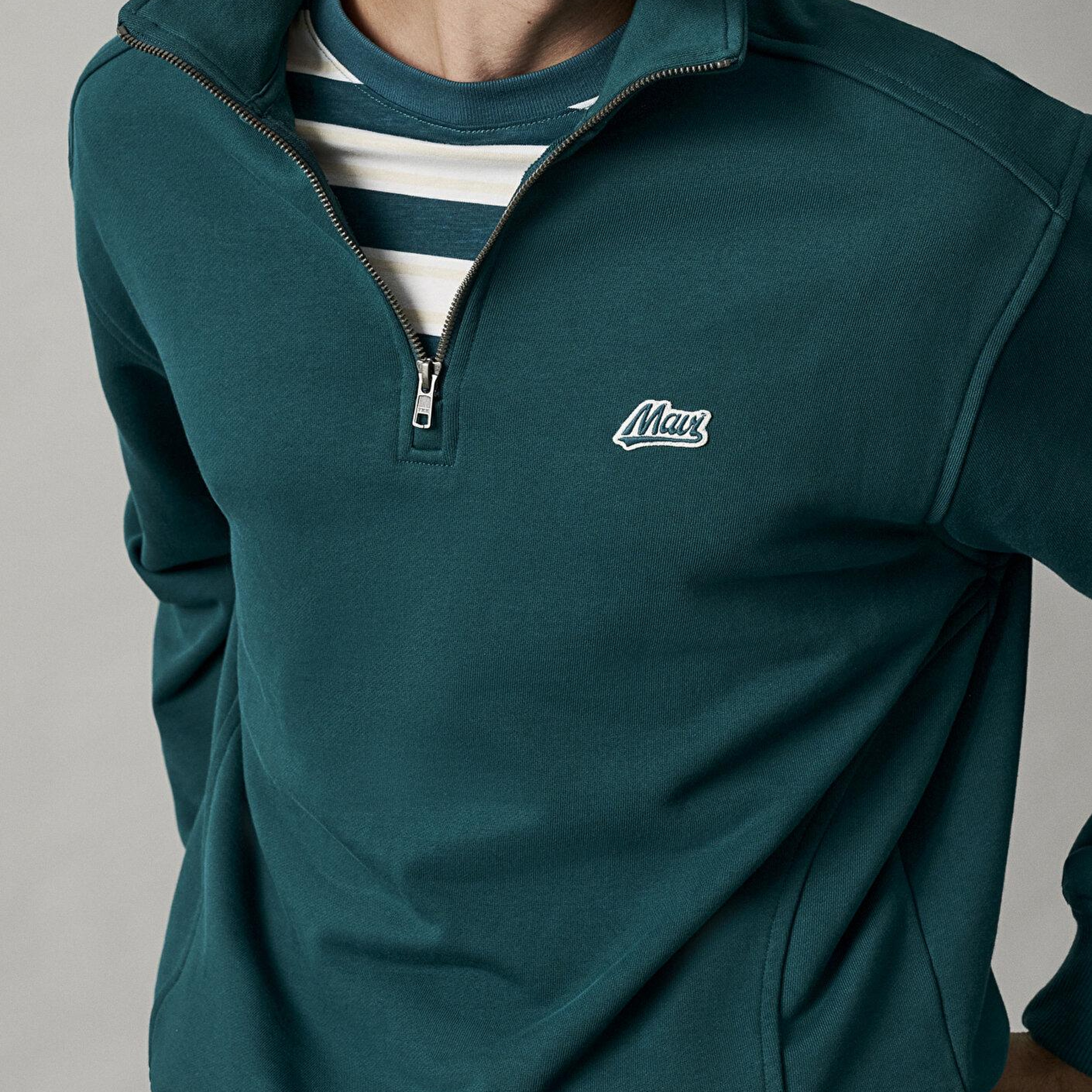Mavi Mavi Patch Nakışlı Yarı Fermuarlı Yeşil Sweatshirt 0S10613-90366