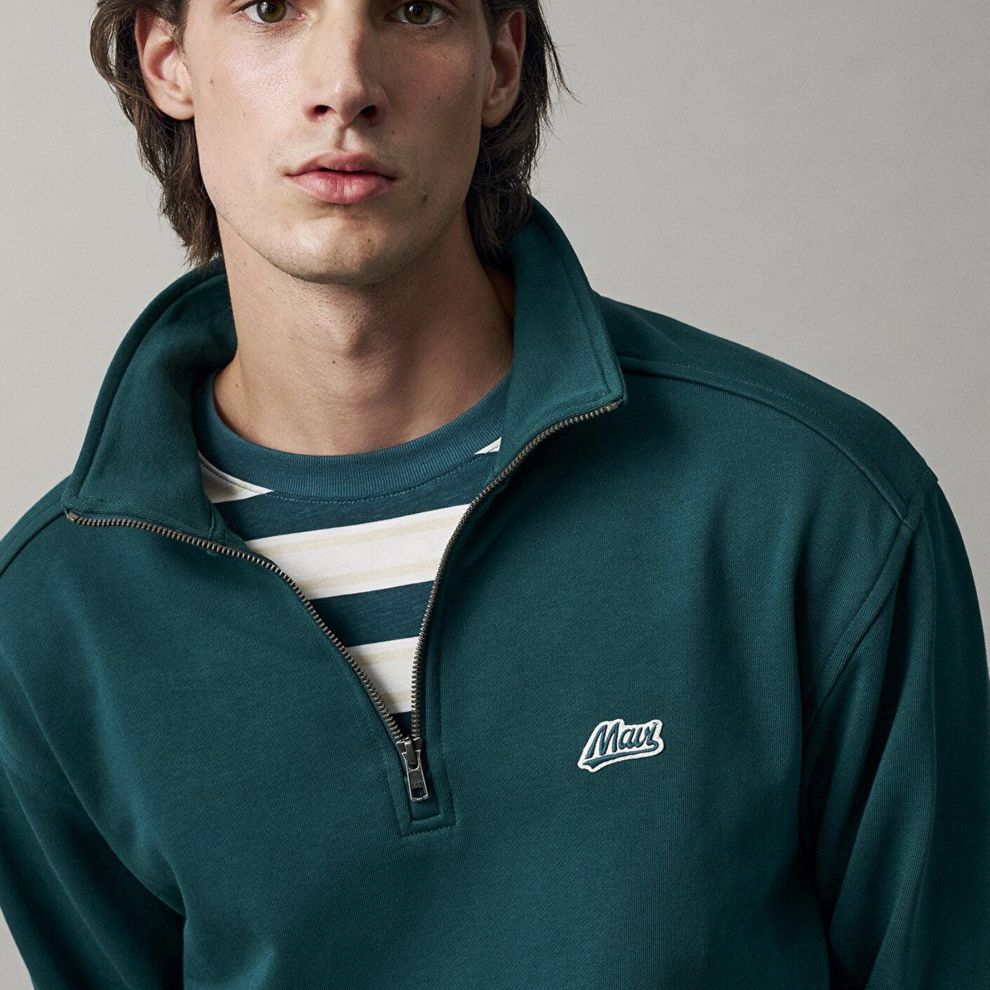 Mavi Mavi Patch Nakışlı Yarı Fermuarlı Yeşil Sweatshirt 0S10613-90366