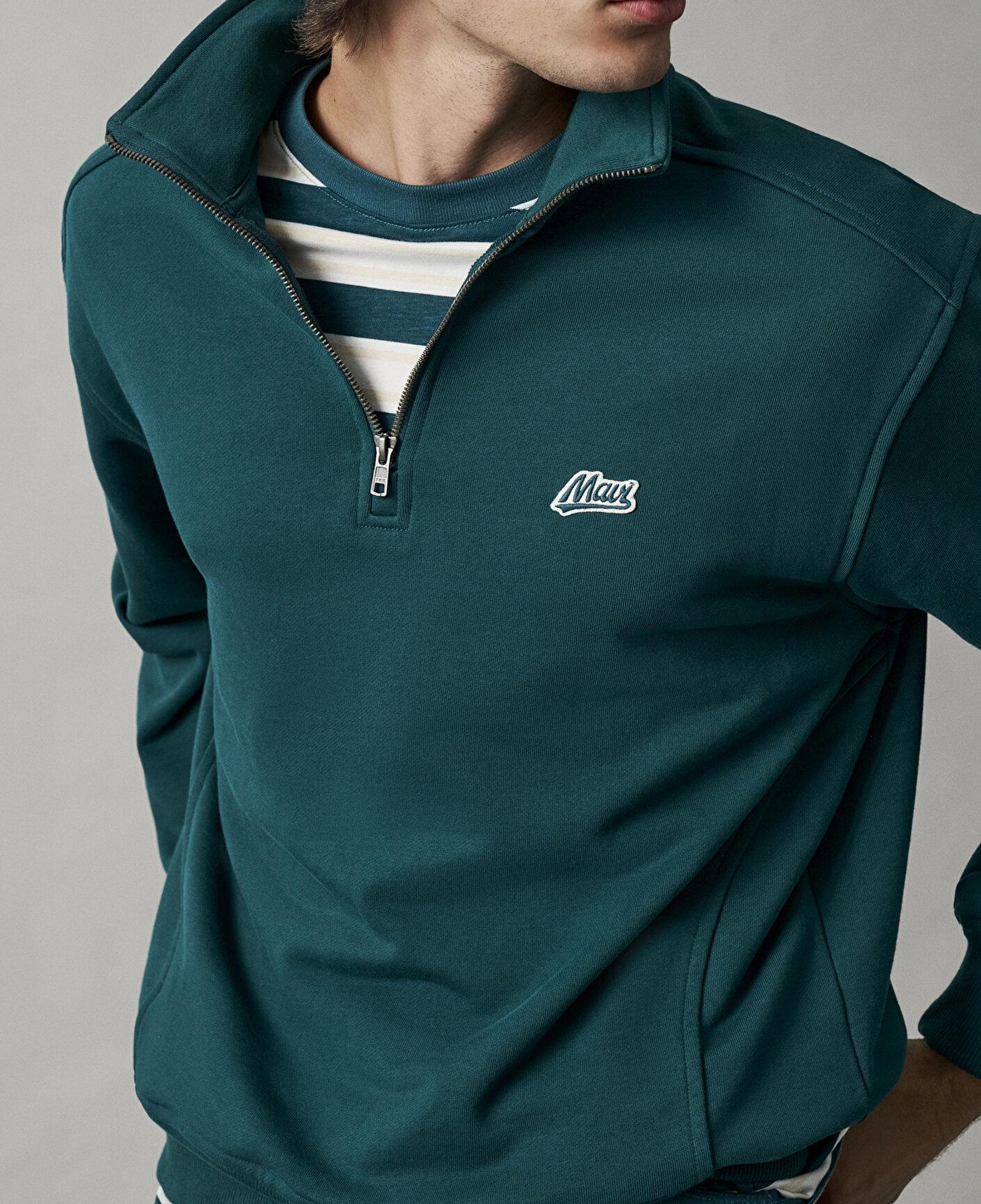 Mavi Mavi Patch Nakışlı Yarı Fermuarlı Yeşil Sweatshirt 0S10613-90366