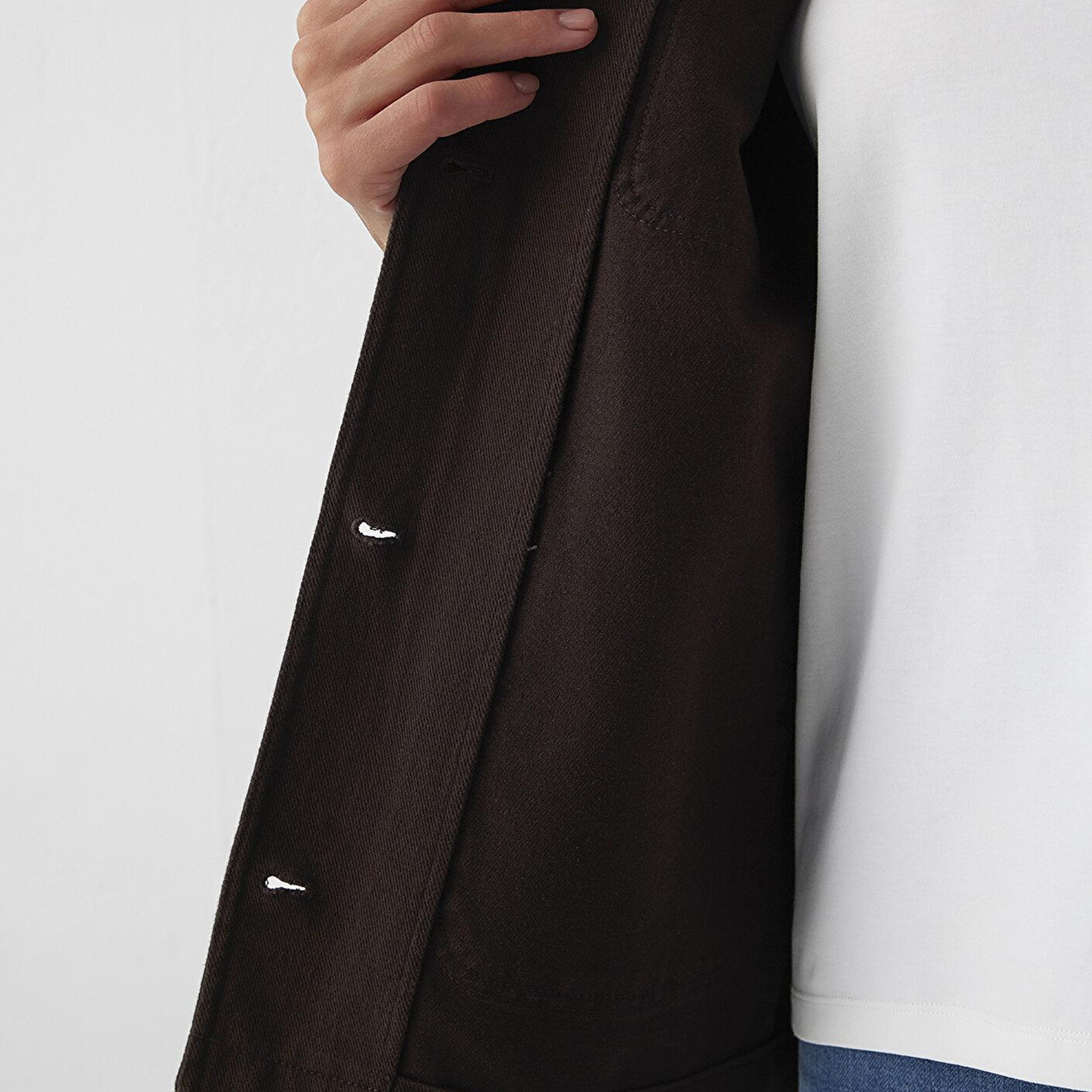 Mavi Yaka Detaylı Kahverengi Ceket Loose Fit / Bol Rahat Kesim 1110909-89103