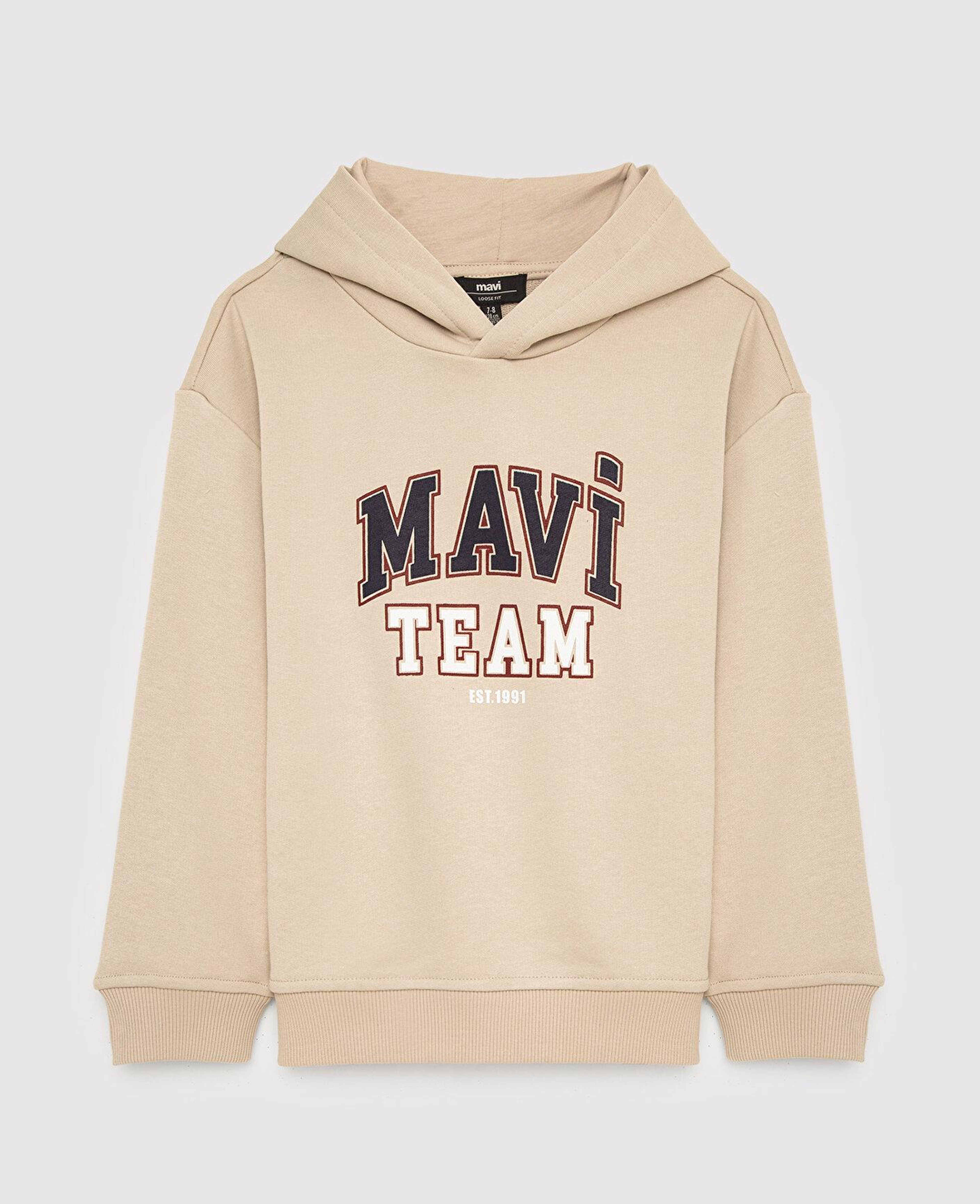 Mavi Kapüşonlu Ekru Sweatshirt 6S10209-70039
