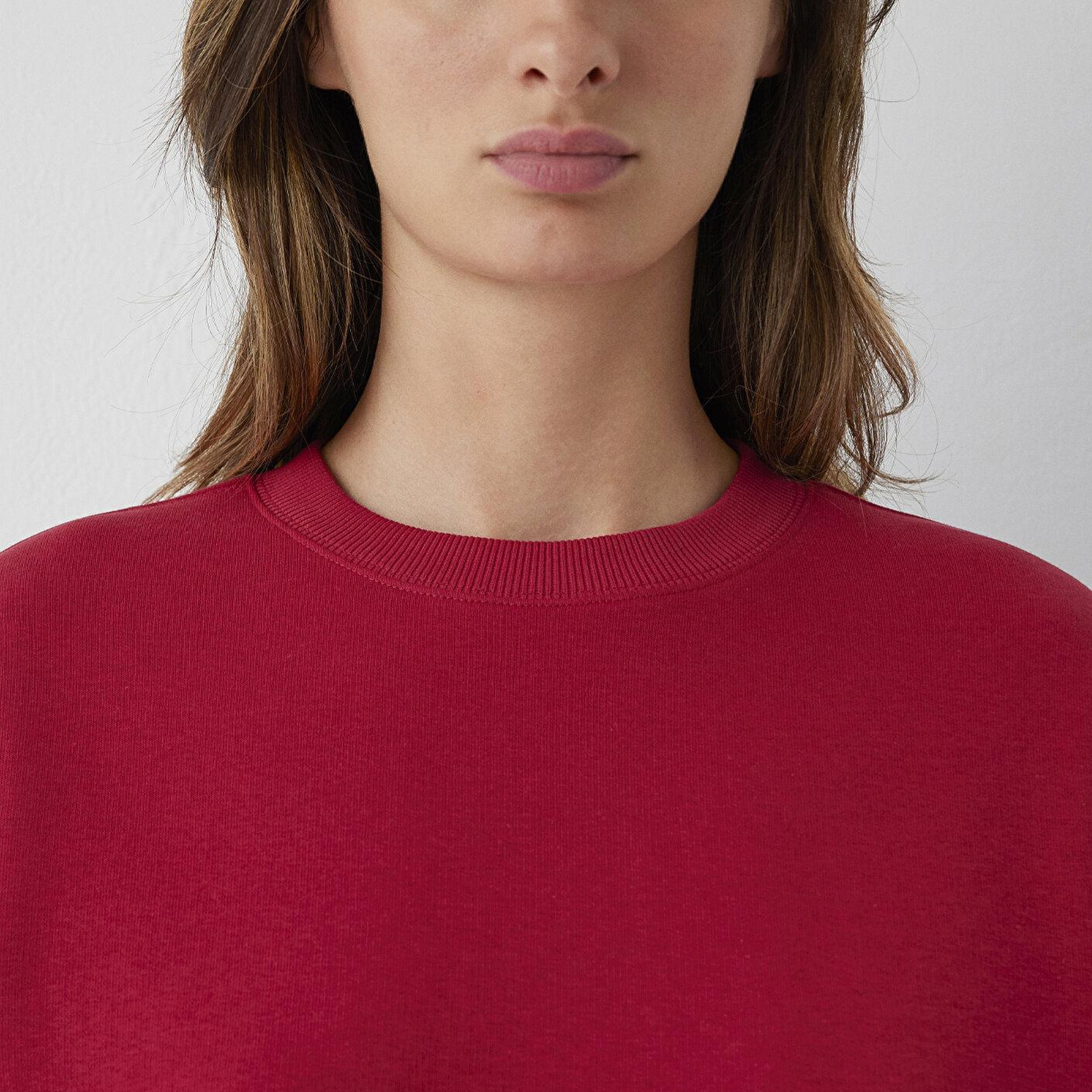 Mavi Bisiklet Yaka Kırmızı Basic Sweatshirt 1610198-70391
